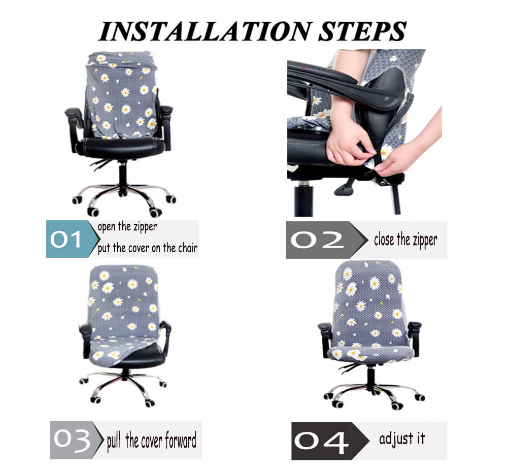 Deisy Dee Computer Office Chair Covers for Stretch Universal Rotating Chair Desk Chairs ONLY Chair Covers (Brown, Medium)