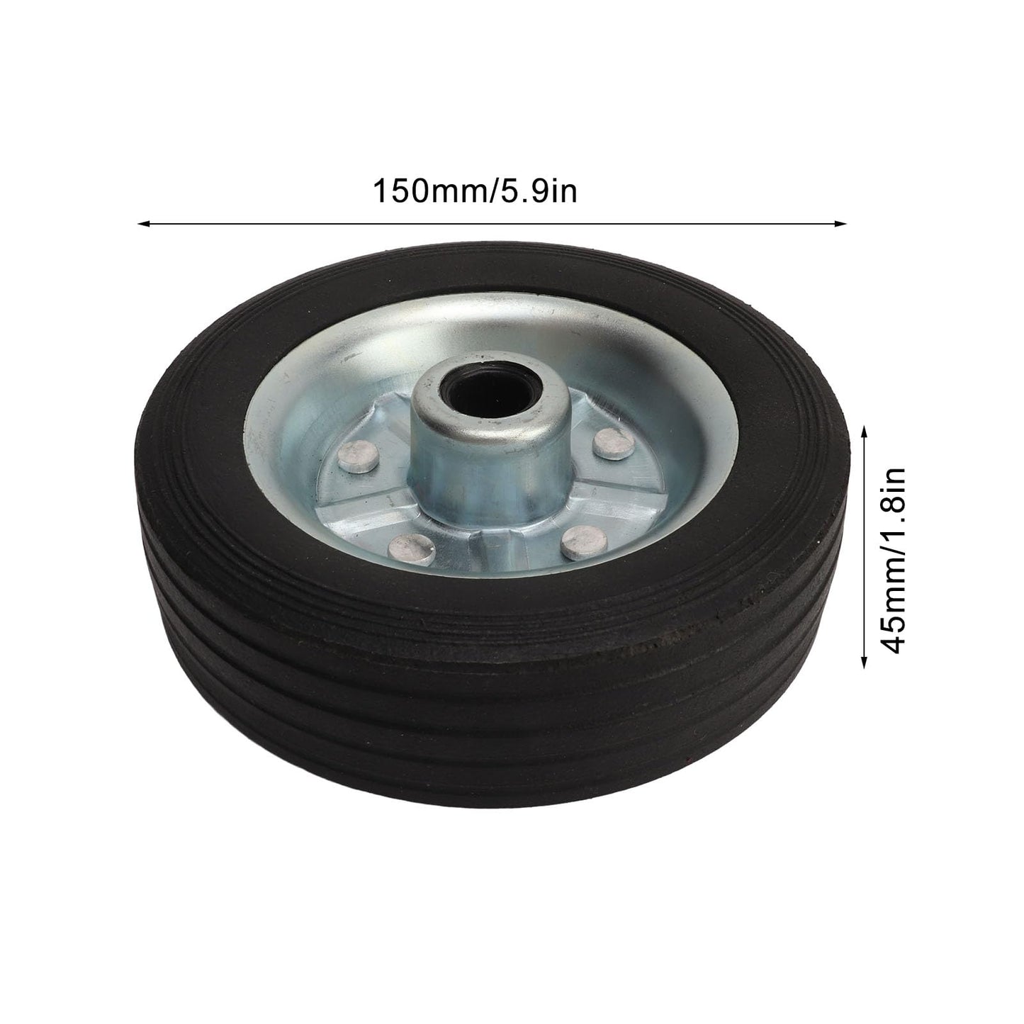 Wheel, Trailer Jack Universal Wheel with 6 Inch Diameter and 1200 Lbs Load Capacity, Swivel Caster Wheels for Lawn Mowers, Utility Carts, Rubber Clad Iron Construction