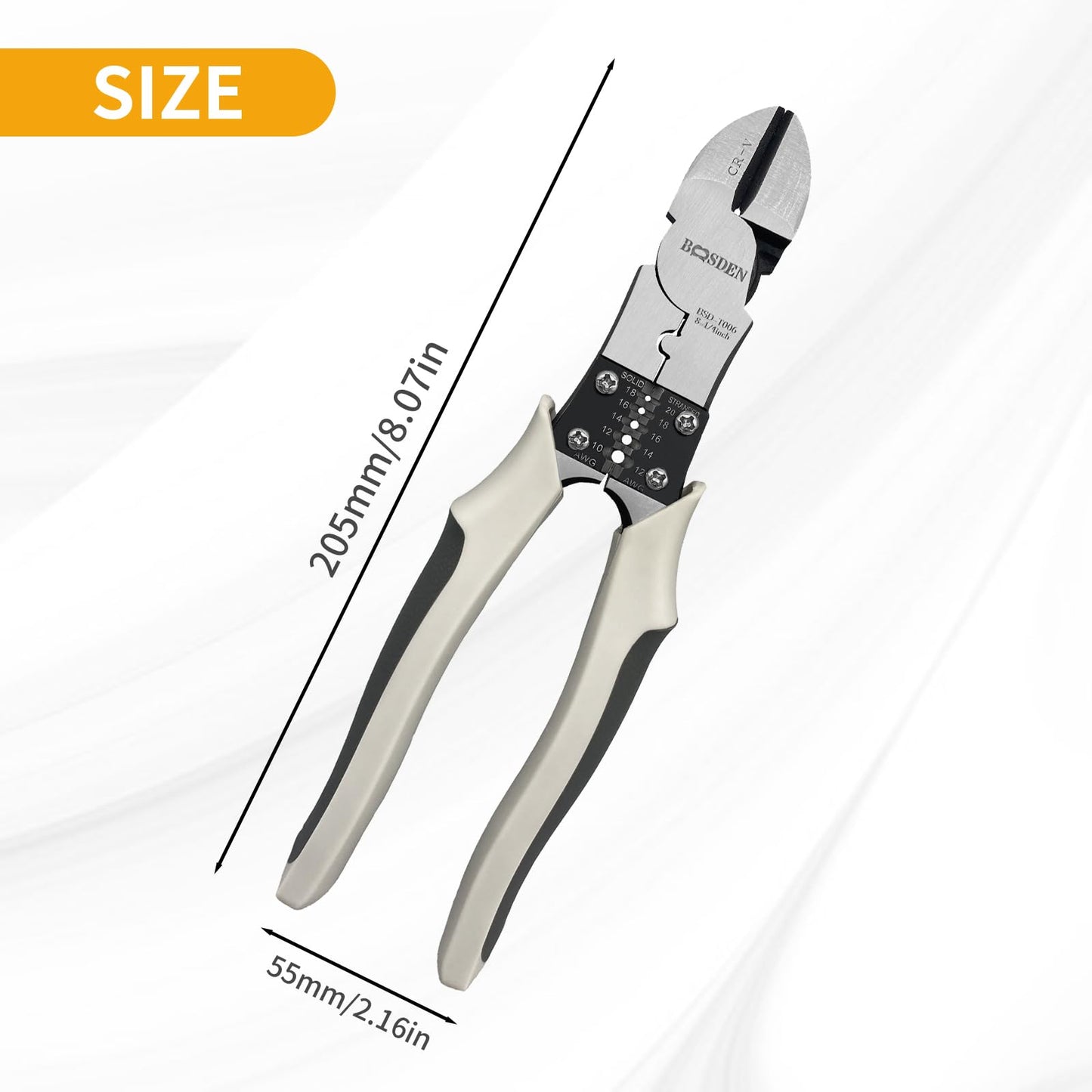 BOOSDEN Wire Cutters Heavy Duty with Wire Stripper Crimper,Diagonal Cutters,8 inch Side Cutters with a Belt Holster,Multi Function Professional Industrial High Leverage Diagonal Cutting Pliers Tool