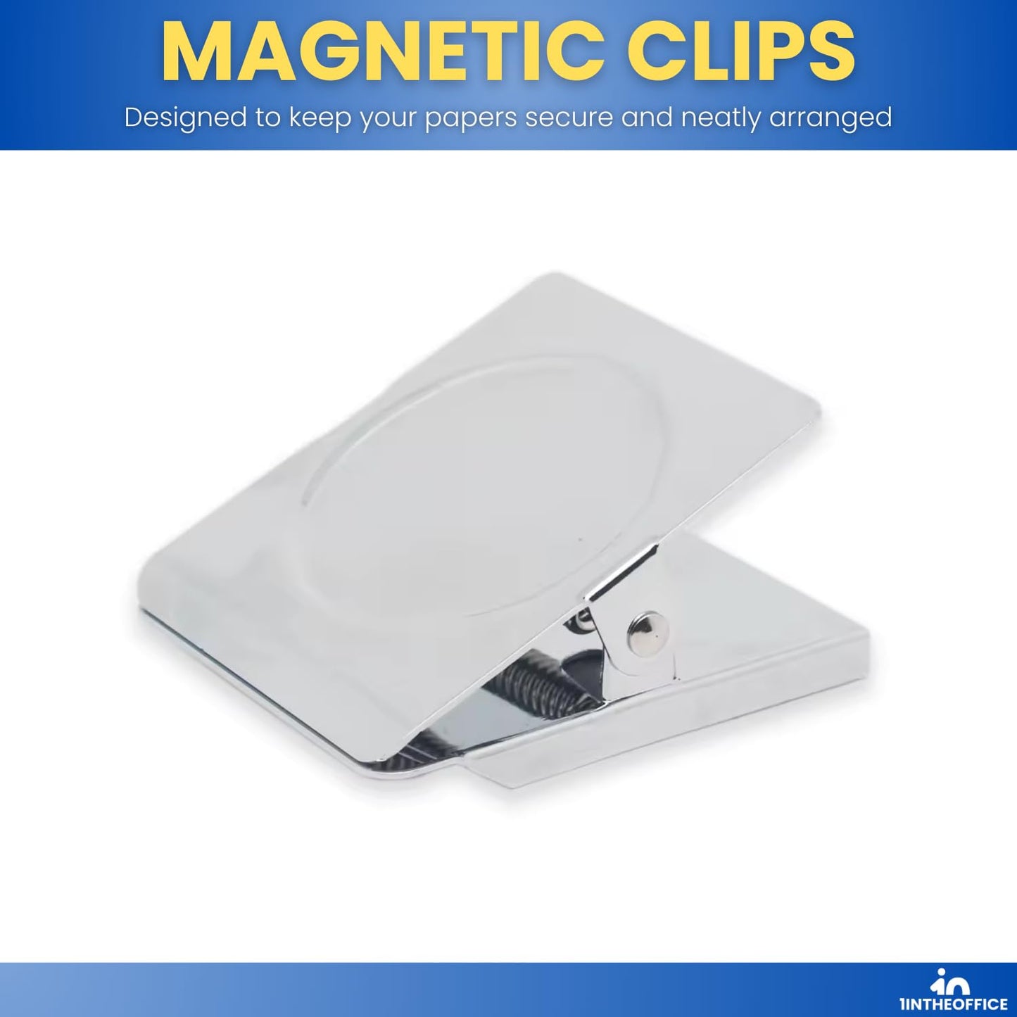 1InTheOffice Strong Magnetic Metal Clips, Heavy Duty, 2.3" Length, 4 Pack