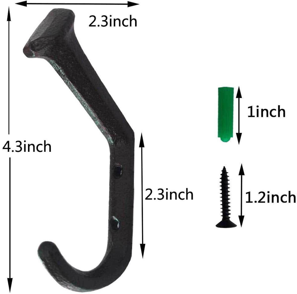 6 Pcs Wall Mounted Railroad Spike Coat Hooks with 12 Screws,Retro Rustic Farmhouse Utility Hanger Hooks for Coat, Scarf, Bag, Towel, Key, Cap, Cup, Hat