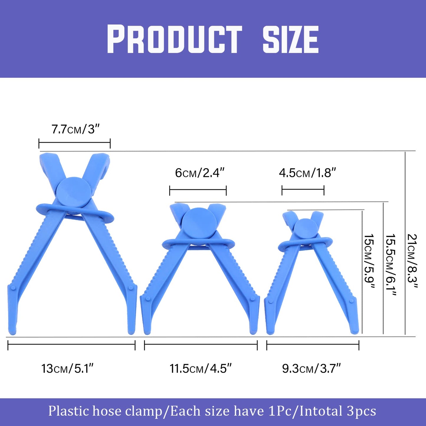 Swpeet 6Pcs Blue Straight & 90 Angled Line Clamps Flexible Hose Clamps Pliers Kit, Hose Pinch Off Pliers Set for Brake, Fuel, Coolant Hoses, Most Flexible 5.9" 7.3" 10"