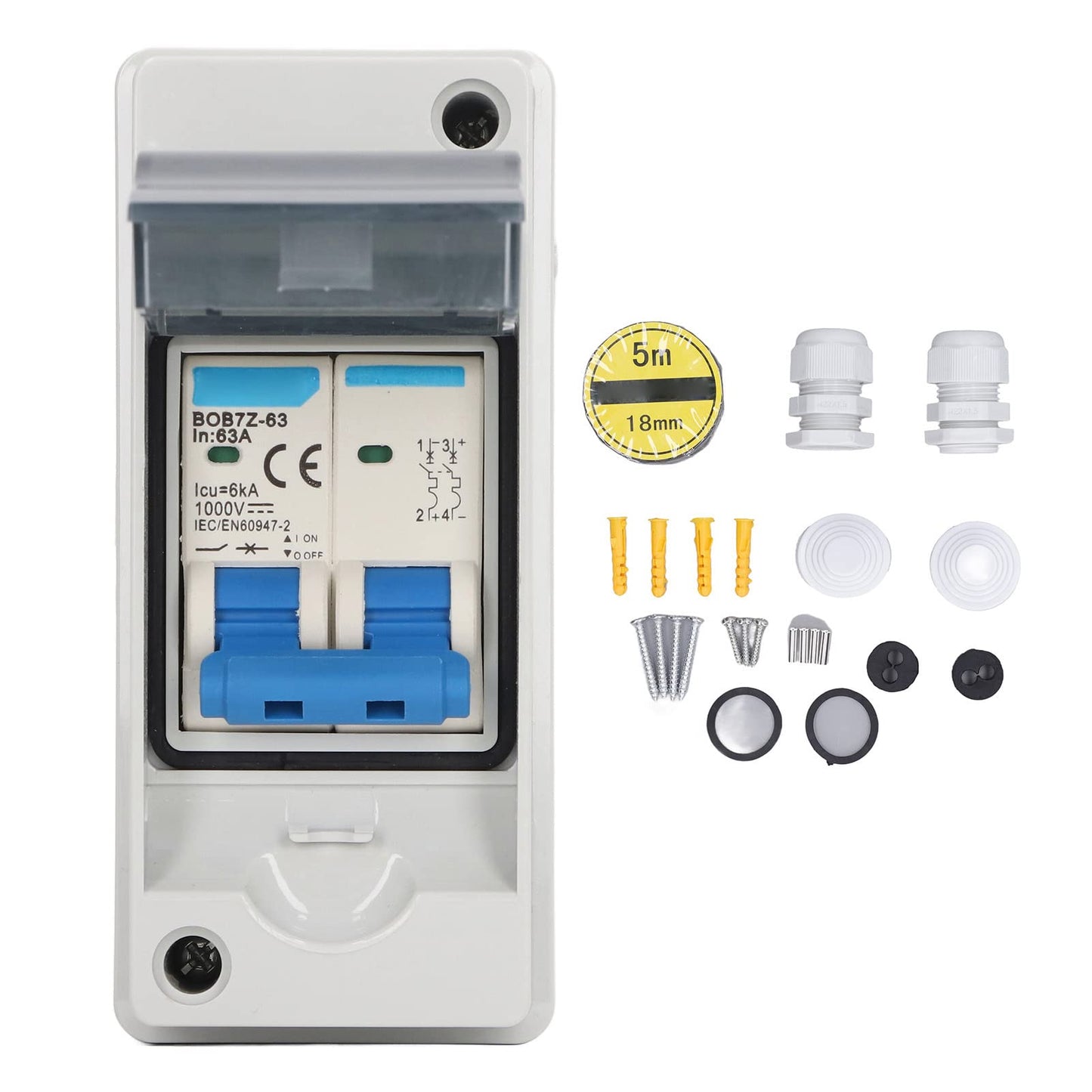 63A 1000V DC Disconnect Switch, PV Solar PV System Overvoltage Protection IP65 Waterproof Miniature Circuit Breaker