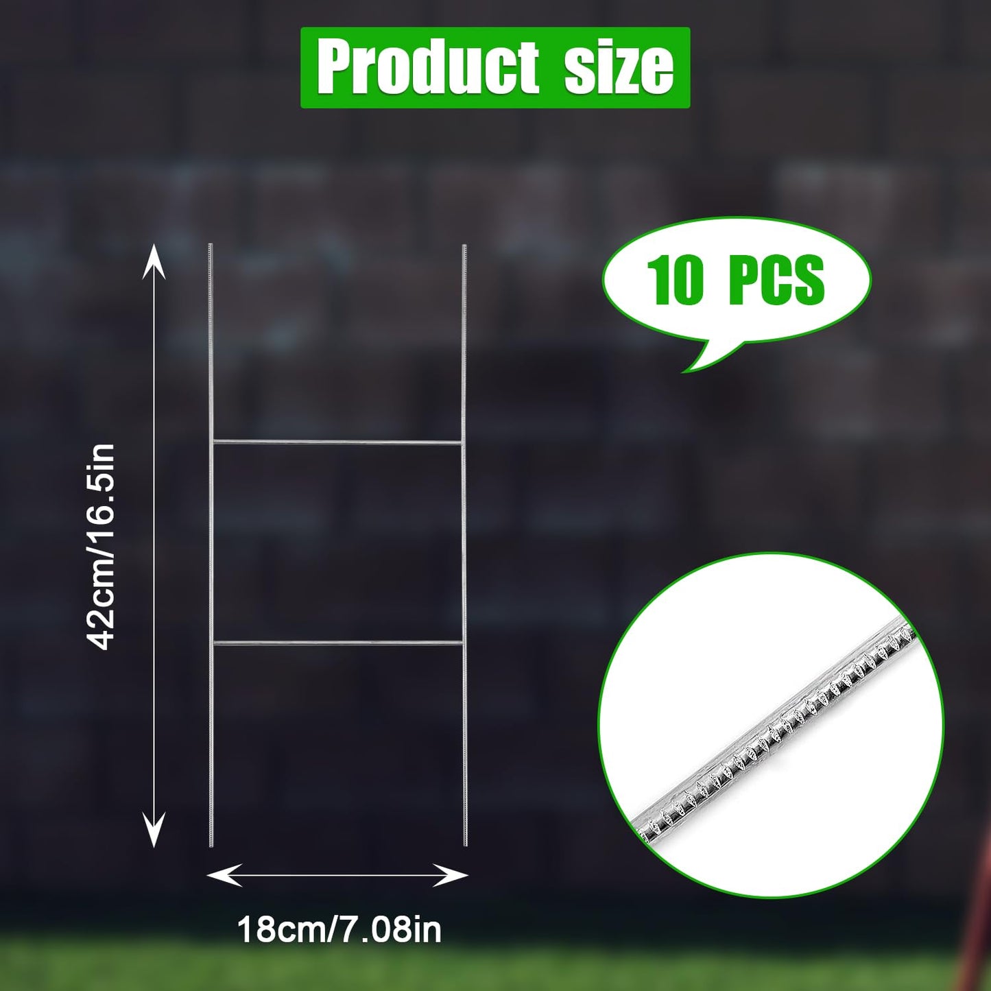 10pcs H Frame Wire Stakes, 16.5x7 Inch Heavy Duty Metal Yard Sign Stakes for Billboards and Signage Holders