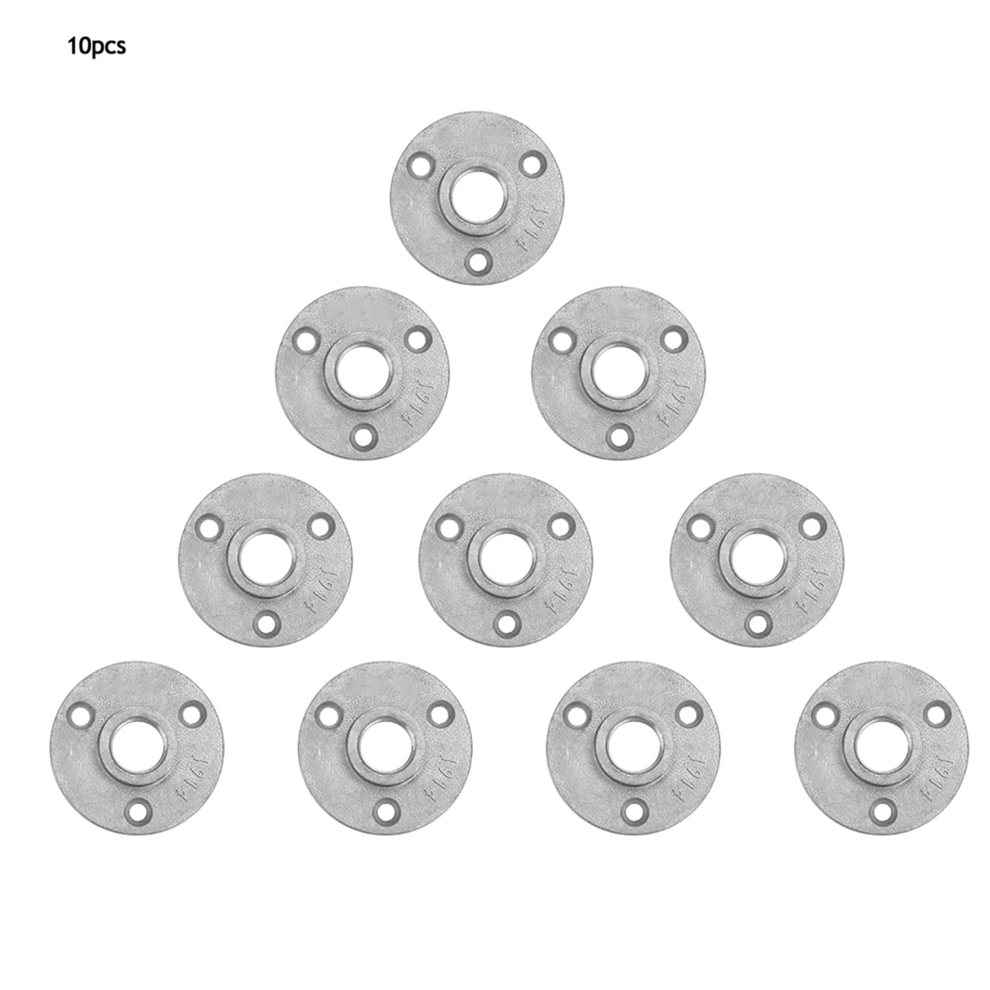 10Pcs Floor Flange,Aluminum Floor Flange,Aluminum Threaded Flange AlloyCast Iron Flange Pipe Base 3 Holes Pipe Fitting 1/2 Inch Thread Pipe Decor (Aluminum Alloy)