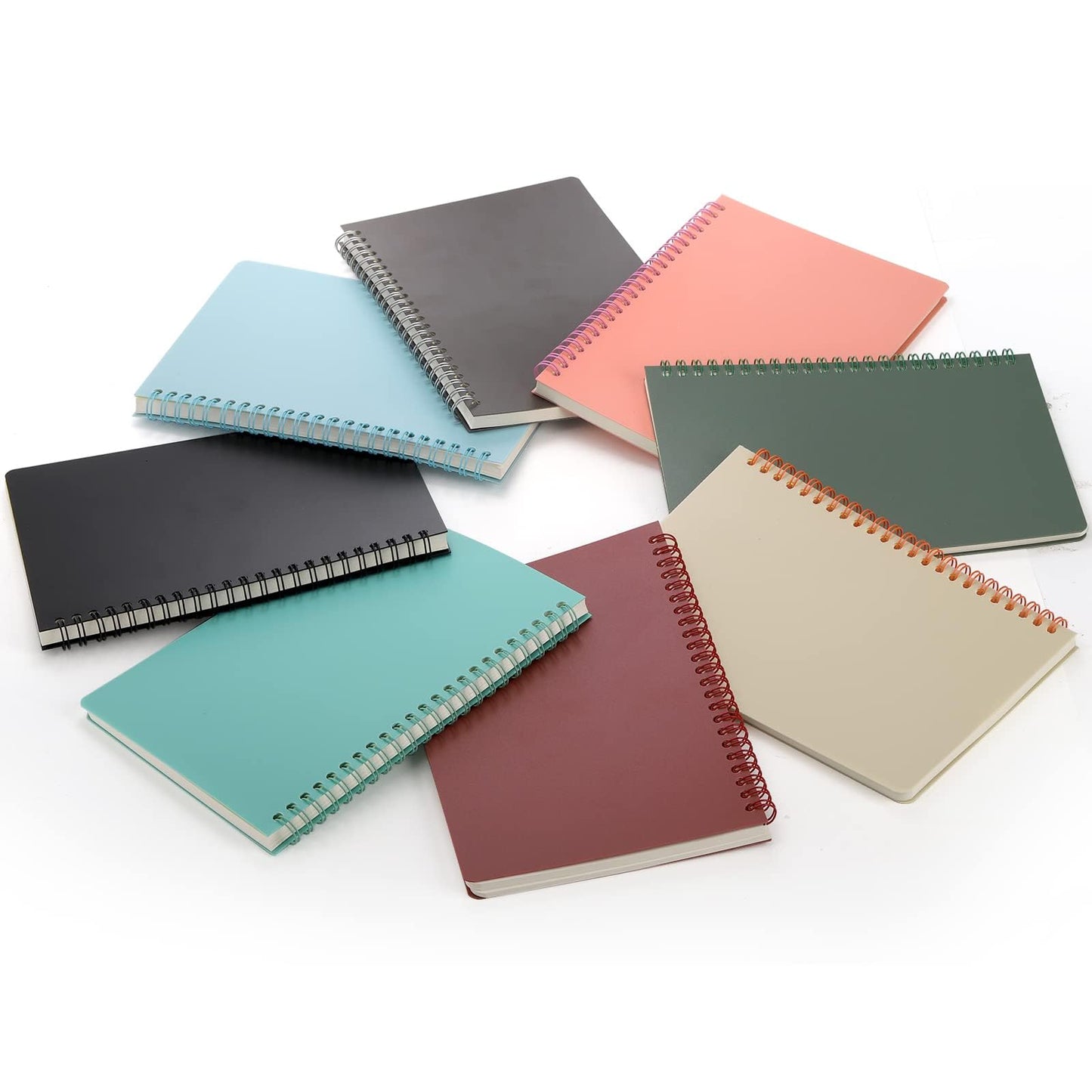 Dicunoy 8 Pack Spiral Notebooks, A5 Ruled Journals Notebooks 80 Sheets with Thick Plastic Hardcover, Cute Thick Notepads for Work, Teacher, Students, School, Women,7 Colors, 8.3" x 5.7"