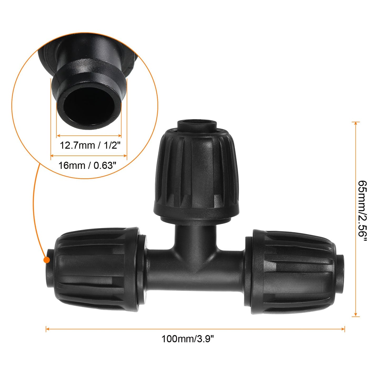 uxcell 15Pcs 1/2" Drip Irrigation Fittings Lock Barbed Tee Connectors for 1/2 Inch Tubing (16mm OD) Drip Tubing Barbed Connectors for Irrigation Tubing