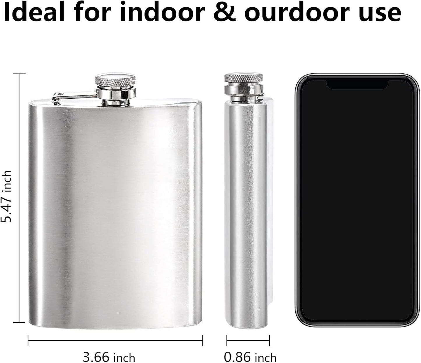 Tebery 8 oz Stainless Steel Hip Flask & Funnel Set, Set of 6