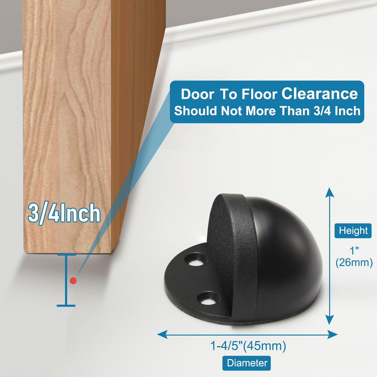 8 Pack Door Stoppers Self Adhesive Floor Mounted Door Stops No Drill Rubber Bumper, Stainless Steel Doorstop for Living Room, Bedroom, Bathroom, Office