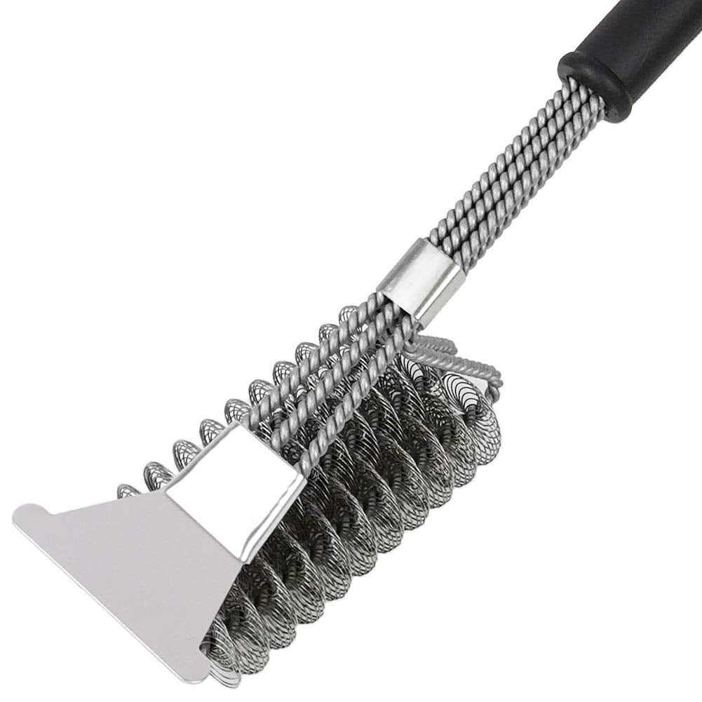 BBQ Brush for Grill, Grill Brush with Scraper, Bristle Free BBQ Accessories for Gas, Charcoal, Smoker Grill - 2 Pack