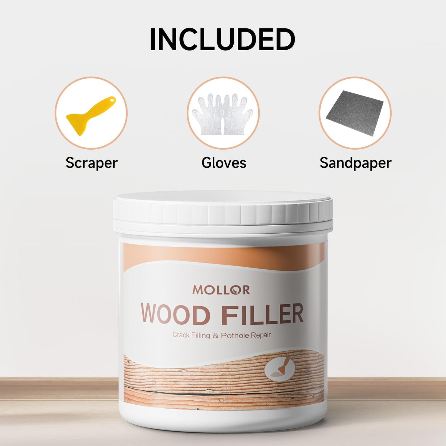 All Purpose Wood Filler, 1KG White Wood Putty Repair for Holes, Quickly Restore Any Broken and Defective Wooden Furniture, Door Frame Repair Kit Stainable