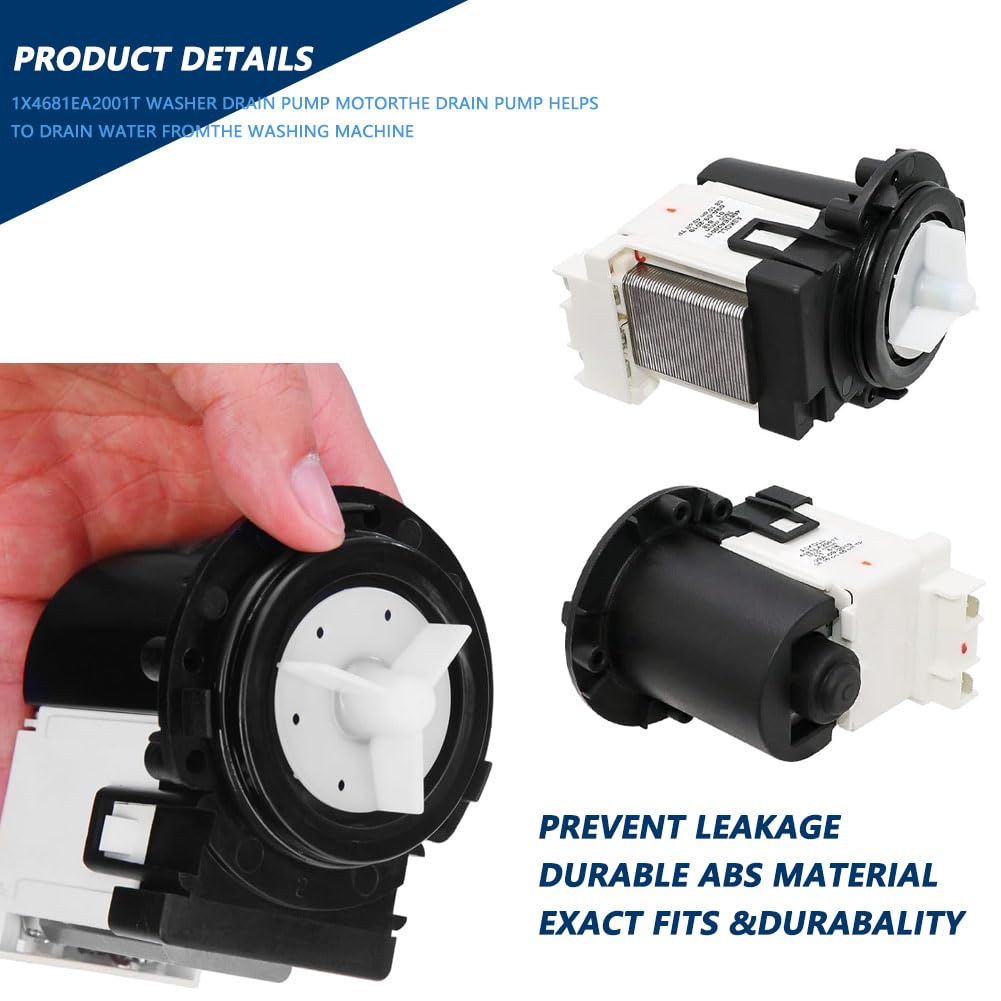 4681EA2001T Washer Machine Drain Pump for LG Drain Pump, for LG Washer Parts - Replaces AP5328388 2003273 4681EA2001D 4681EA1007D 4681EA2001N 4681EA1007G LP2001T Washer Pump