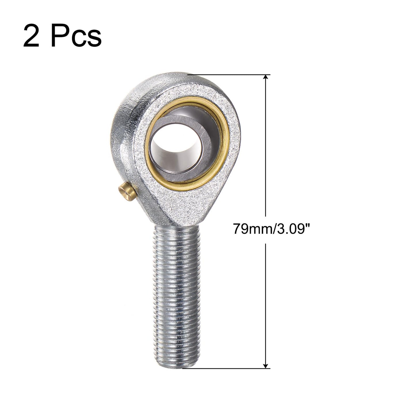uxcell 2pcs POSB8 Male Rod End Bearing 1/2 Inch Bore and 1/2-20 Right Hand Thread, Self-Lubricating Joint Rod Ends, Includes Jam Nut