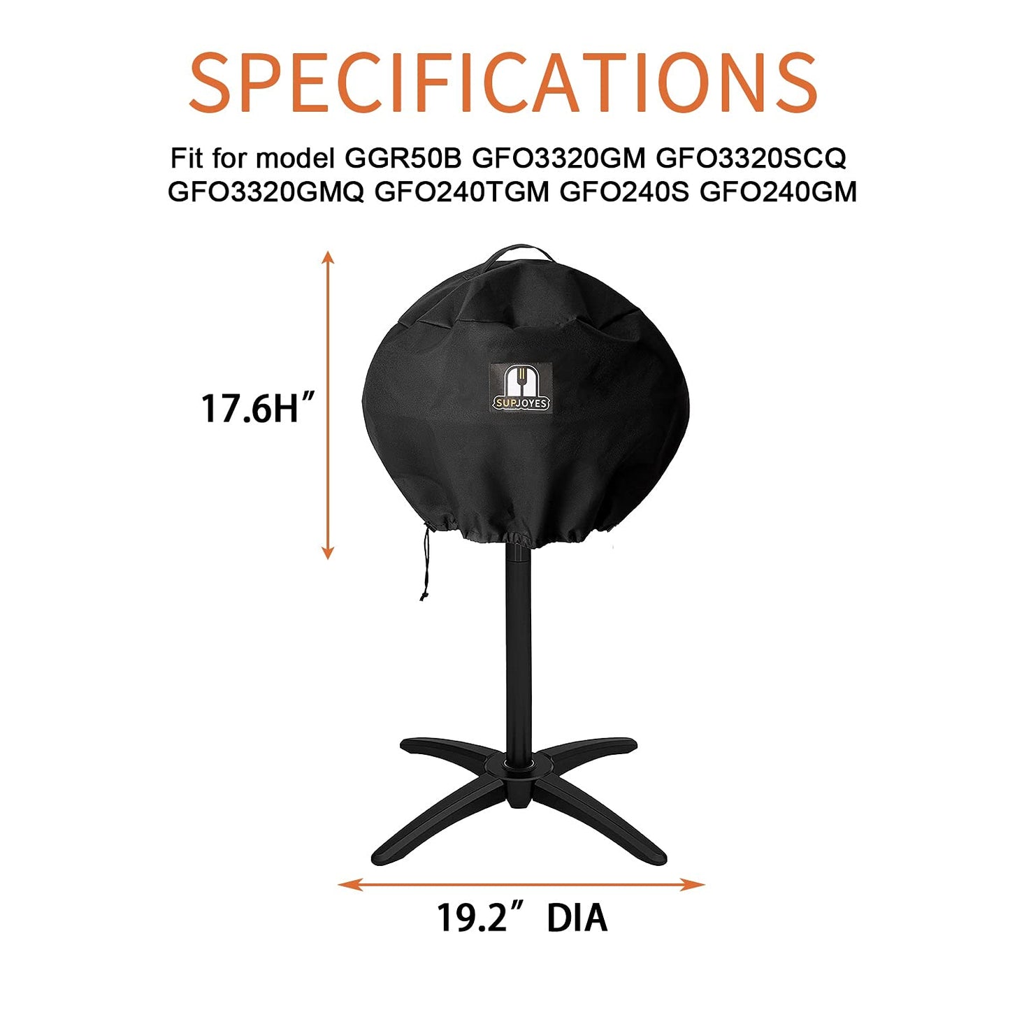 SUPJOYES BBQ Cover for George Foreman Electric Grill, Indoor Outdoor Round BBQ Covers for GGR50B, GFO3320, GFO240