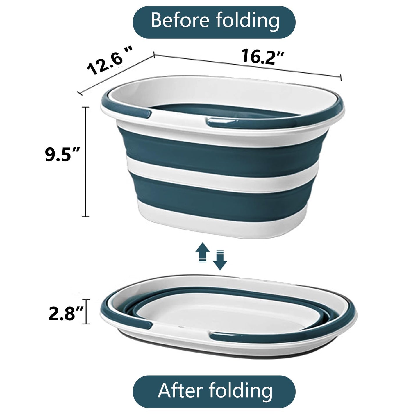 Collapsible Mop Bucket with Handle for Cleaning,16L(4.2 Gallons) Silicone Square Mopping Bucket,Space Saving, Small Cleaning Mop Buckets for Household Outdoor Car Washing Tub Plastic Storage (Blue)