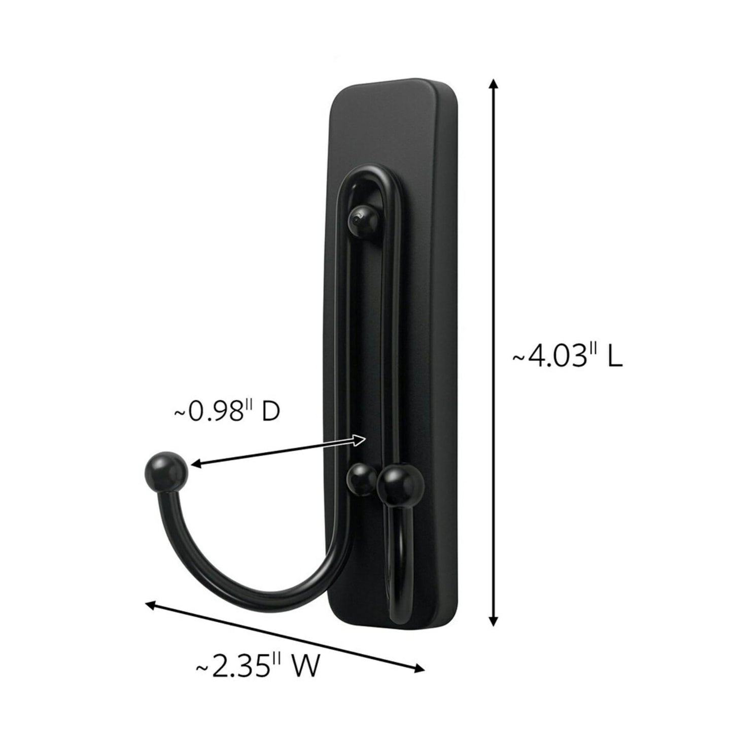 Command Large, Damage Free Hanging Wall Hooks with Adhesive Strips, No Tools Double Wall Hooks for Christmas Decorations, 2 Black Plastic Hooks and 2 Strips