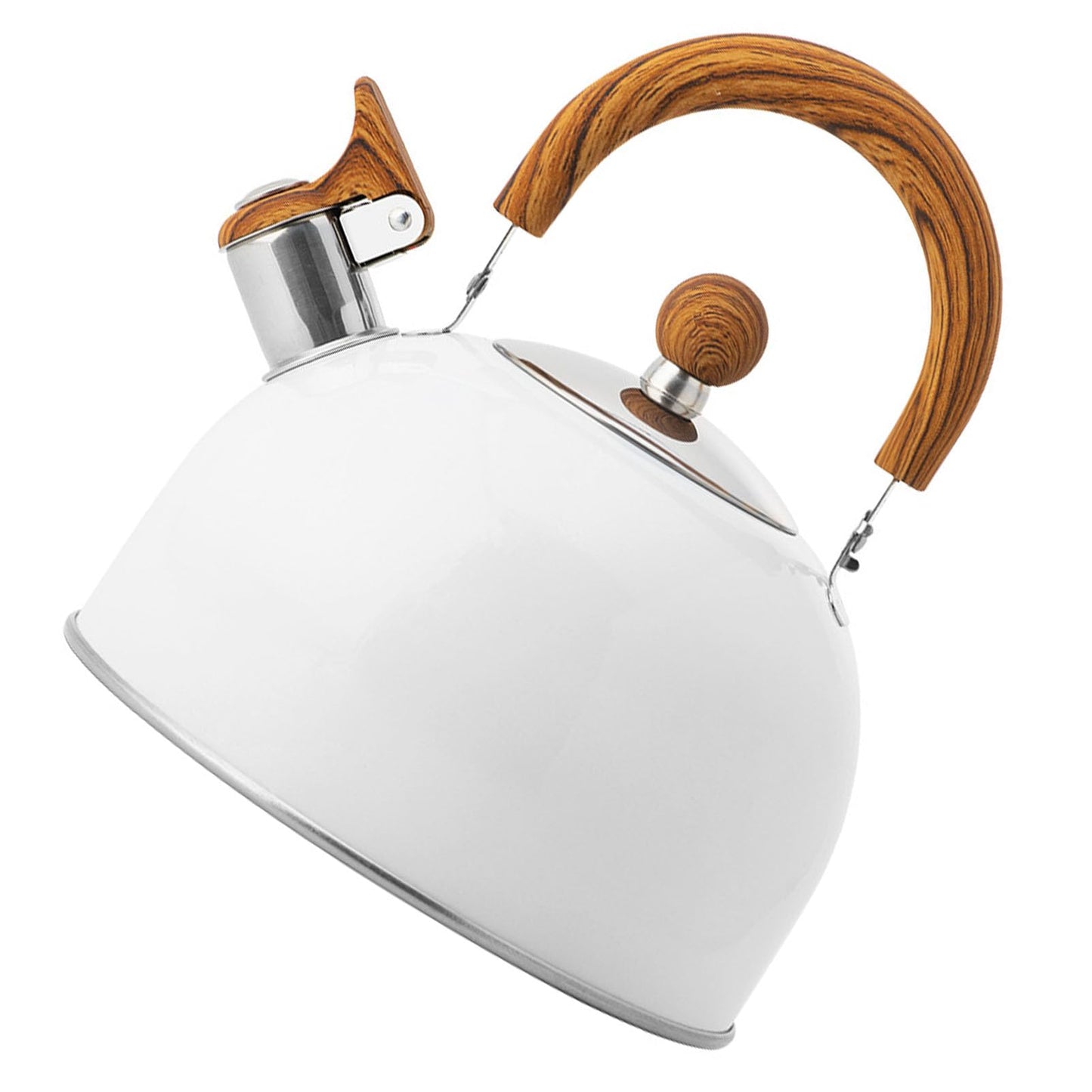 STARNOONTEK Tea Kettle, 88 Ounce 2.5L Stainless Steel Stove Top Whistling Tea Kettle Stainless Steel with Handle for Electric Stove Gas Stove(White)