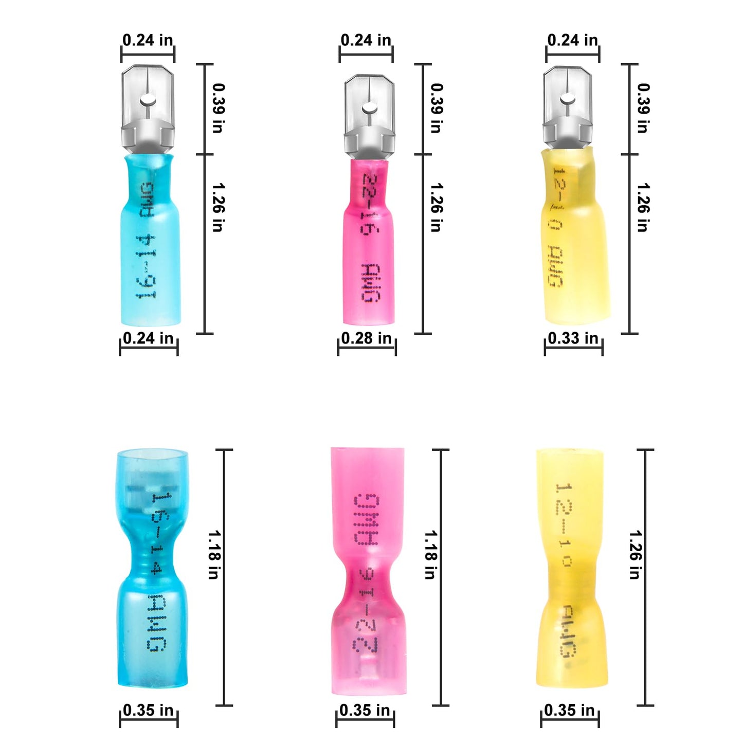 KYHSHJ Female Spade Connectors - Heat Shrink Spade Connector Kit - Quick Disconnect Wire Connectors - Electrical Spade Terminals - Blue 16-14AWG 150 PCS