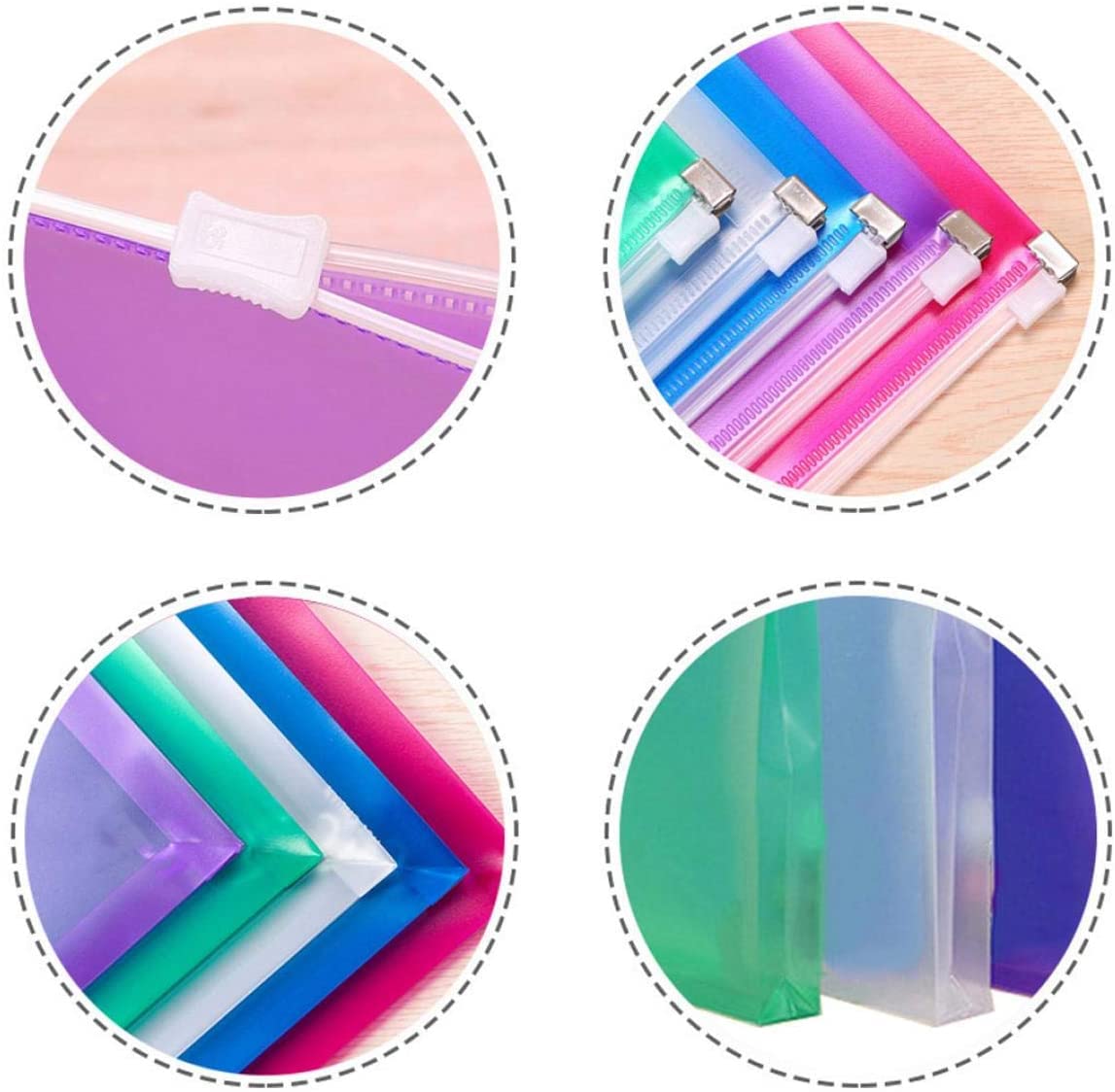 YoeeJob Plastic Envelopes, 10PCS Poly Envelopes with Zipper, Legal Size Expanding Plastic Zip Envelopes for Office School Home, Multi-Color 10 Pcs
