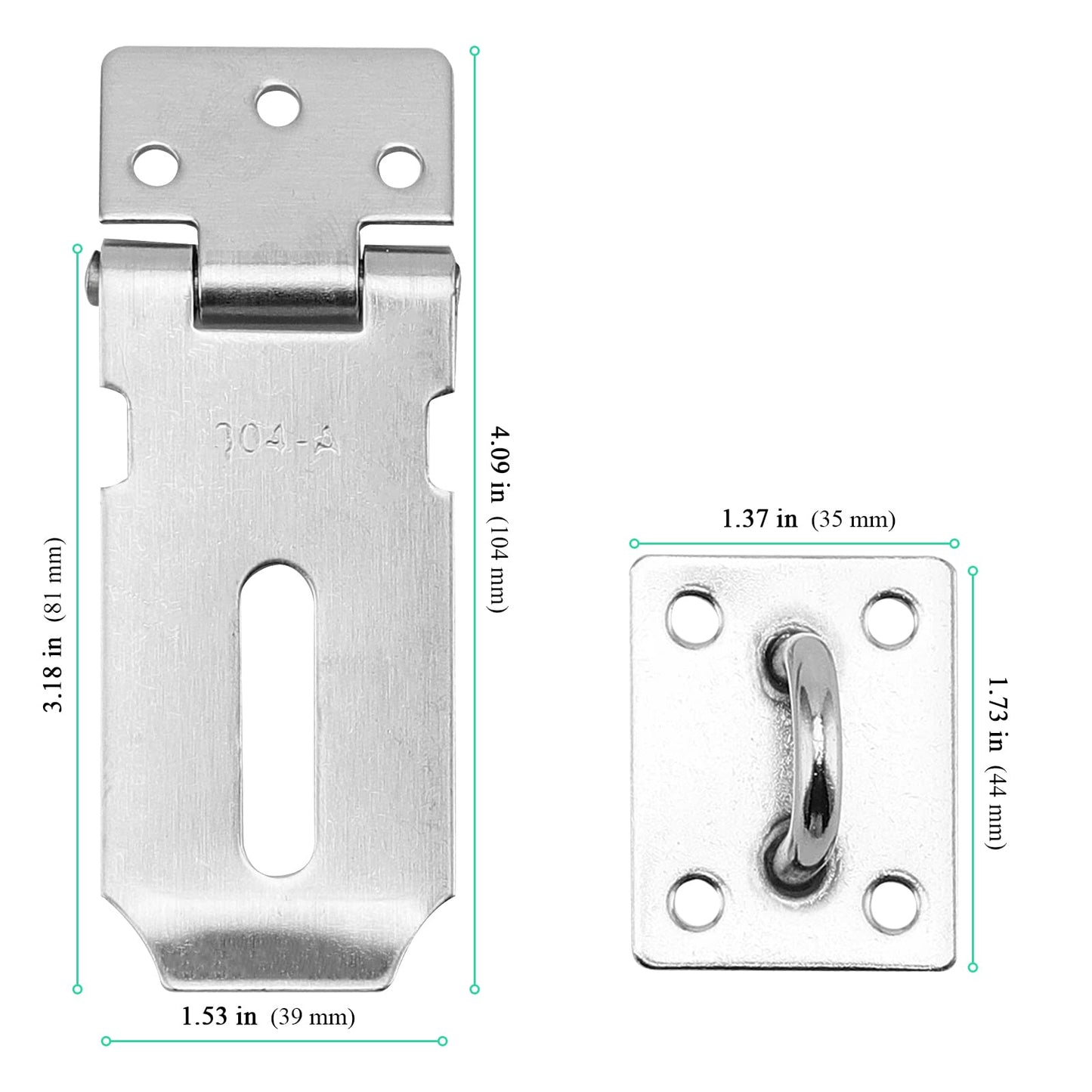 SENJEOK 10 PCS 3 Inch Door Locks Hasp Latch, Stainless Steel Padlock Hasp Latch with Screws, Clasp Hasp Lock Latch for Bedroom, Windows