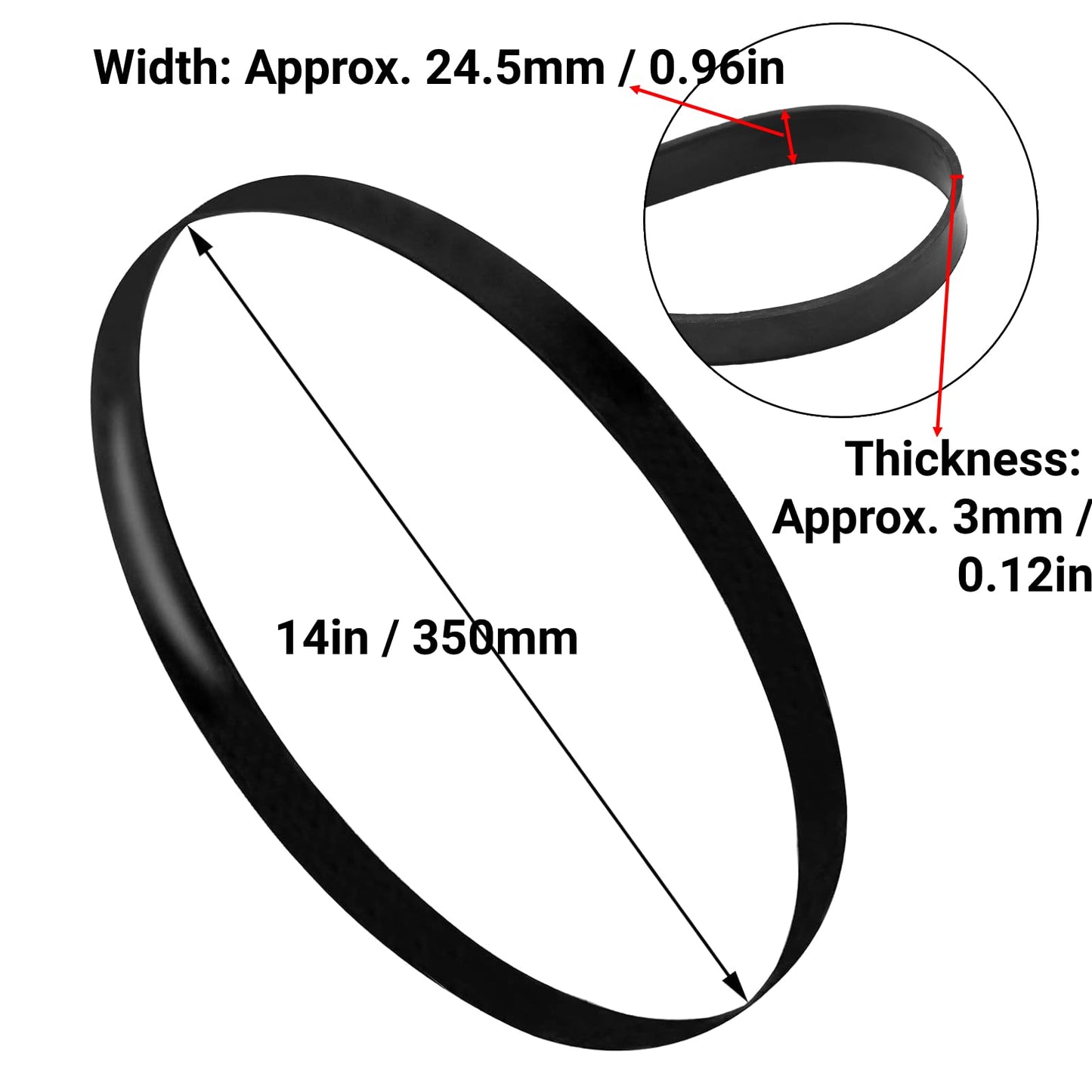 Bandsaw Tires 14 Inch Replacement Rubber Wheel Tires for Band Saw Bandsaw Tire Parts Woodworking Machine Accessories