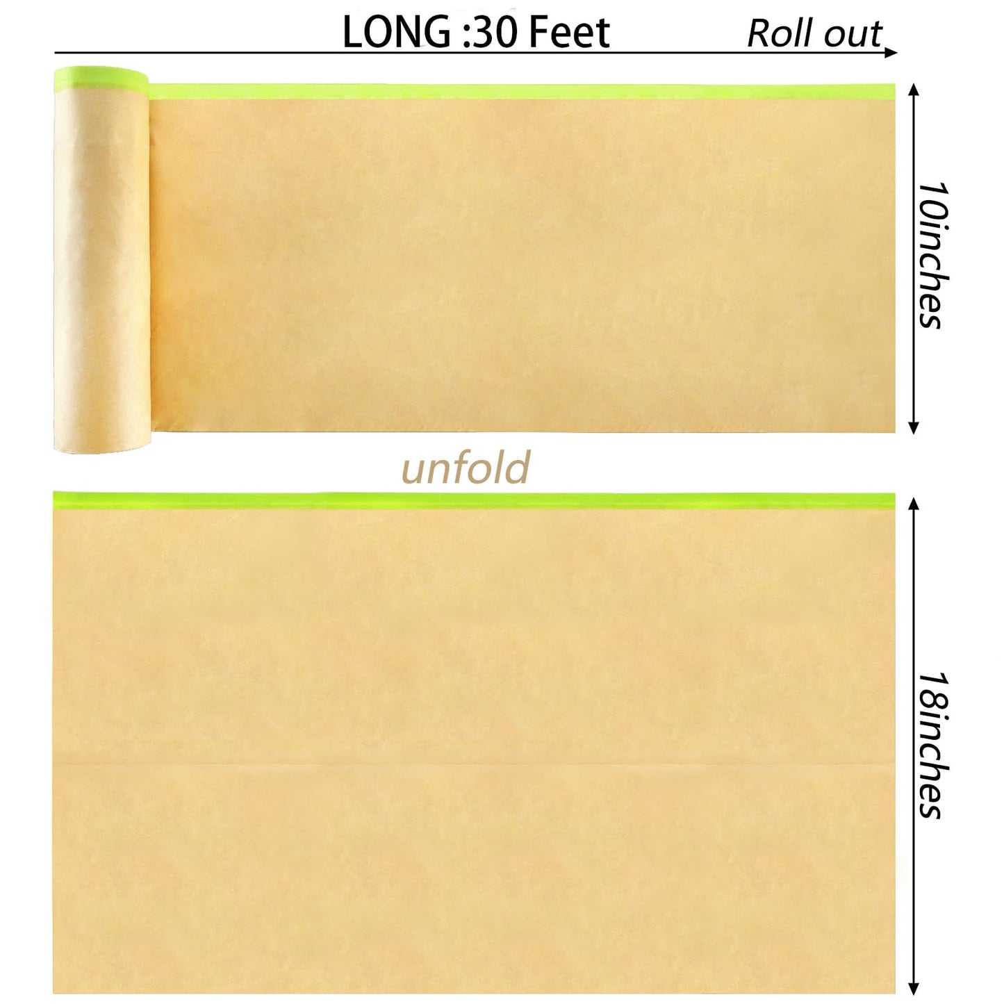 Jucoan 6 Rolls Pre-Taped Masking Paper for Painting, 18 Inch x 30 Ft Tape and Drape Painter Paper for Painting Auto Cars, Wall Frame Covering, Floor Protection