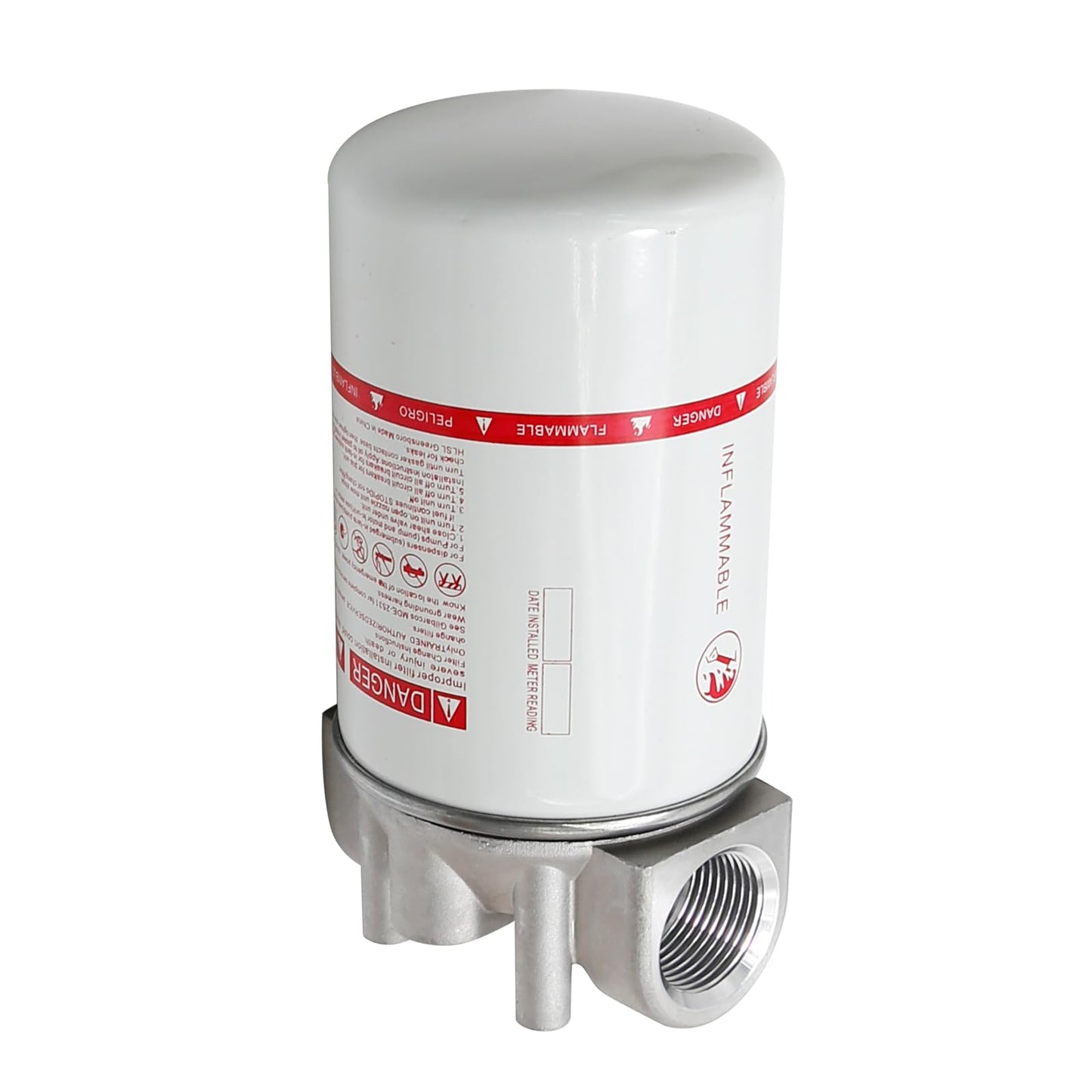 VIKKSAER 1" NPT Fuel Filter Aluminum High Flow, 30 Micron Spin-on Cartridge Style for Mobile & Stationary Fuel Pump Tanks Boat