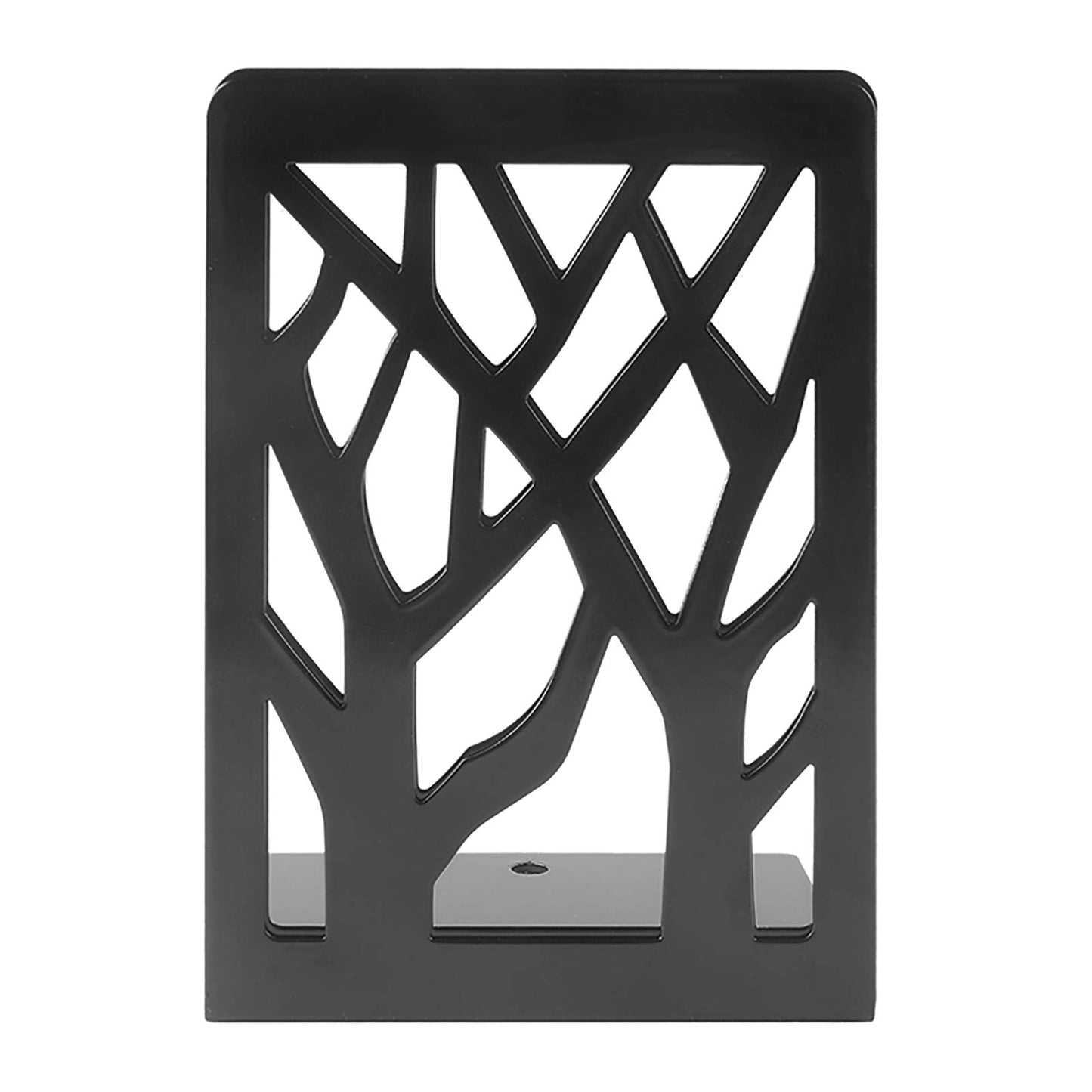 WUWEOT 4 Pair Book Ends, Metal Decorative Bookends for Heavy Books, Black Non-Skip Book Stopper for School, Home or Office, 6.9 x 4.7 x 3.5 Inches