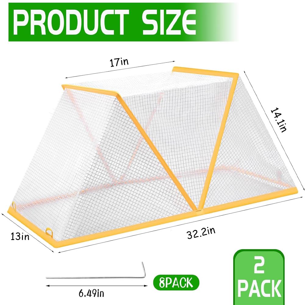 2 Pcs Garden Row Accelerator Plants Cover,32.2" X 13" X 14.1" Foldable Raised Garden Bed Cover,Plant Net Cage Guard Greenhouse Cover for Protect Vegetable Fruit from Animal