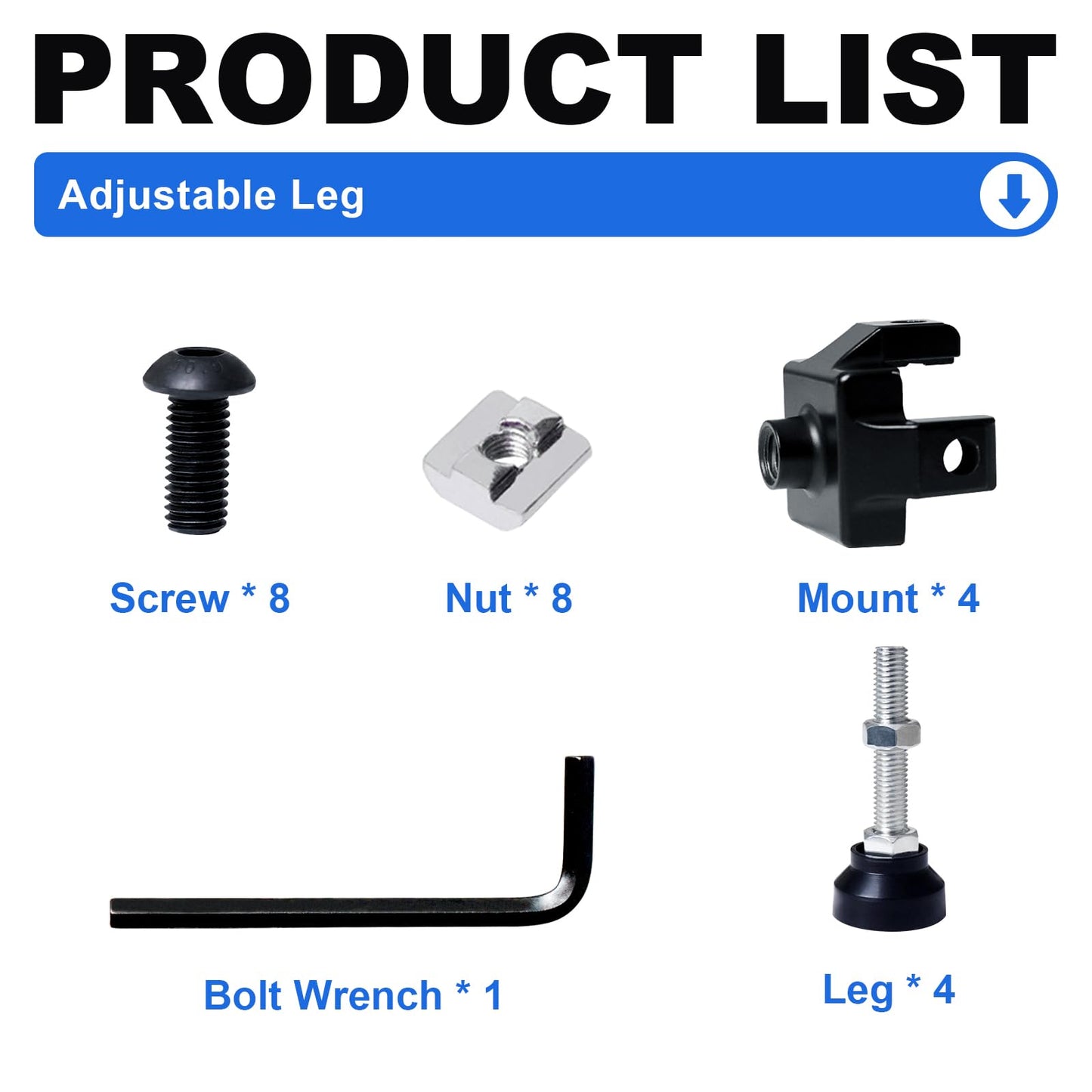 Seekliny 4040 Extrusion Adjustable Leg Feet for 40x40 T-Slot V-Slot Aluminum Extrusion Hardware Accessories Black 4 Pack