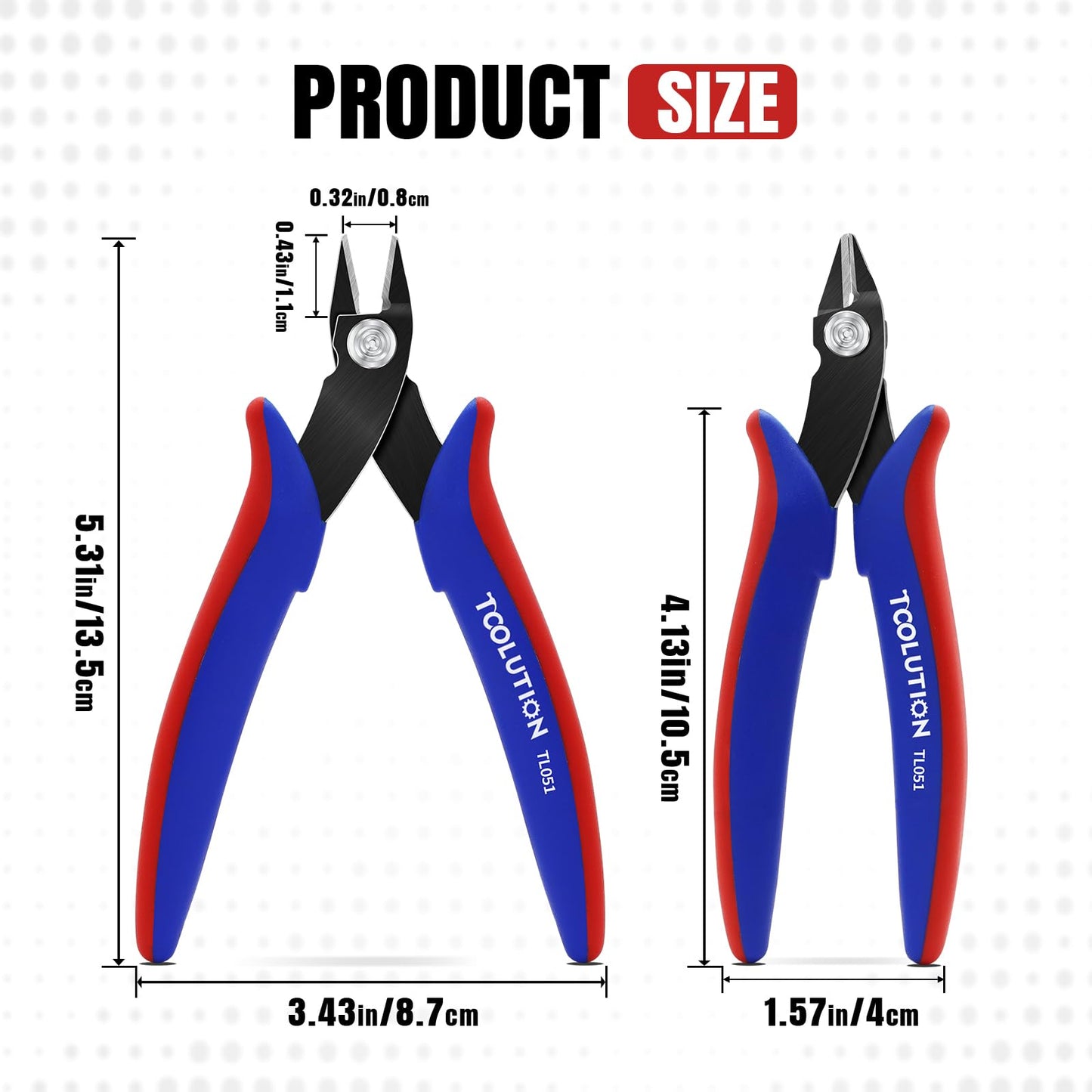 TOOLUTION 5 Pack Flush Wire Cutters - Small Diagonal Cut Pliers Side Cutter Snips Bulk - Micro Clippers for Cutting Zip Tie Plastic Model - Mini Nippers for Crafting Electrical Jewelry Making
