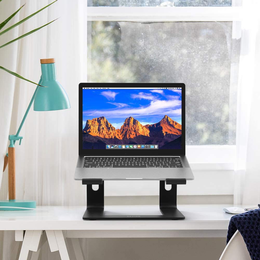 BESIGN LS03 Aluminum Laptop Stand, Ergonomic Detachable Computer Stand, Riser Holder Notebook Stand Compatible with Air, Pro, Dell, HP, Lenovo More 10-15.6" Laptops (Black)