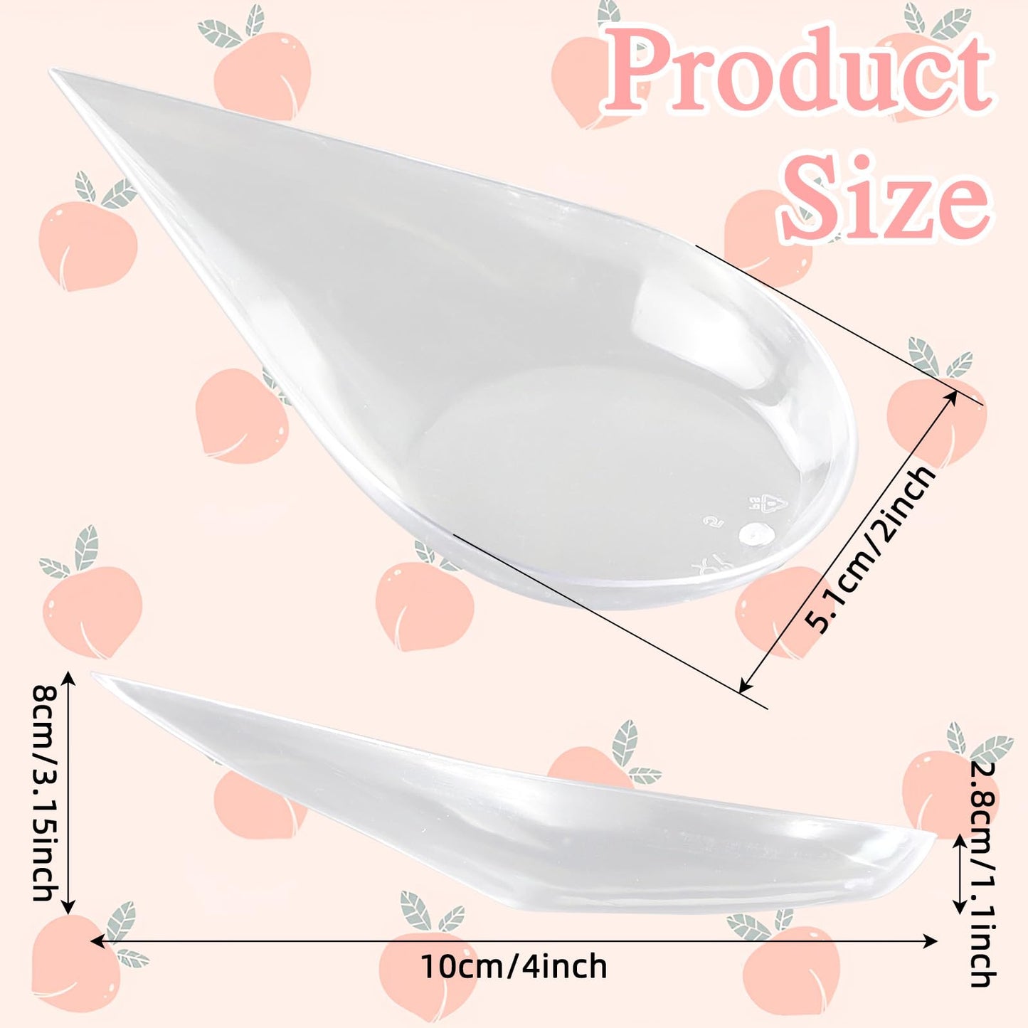 LIOUCBD 200Pcs Tear Drop Mini Appetizer Plates, Plastic Dessert Cups, Clear Tasting Spoons, Disposable Asian Spoon for Serving Small Desserts Cakes Bowls Appetizers Sample Serving Party