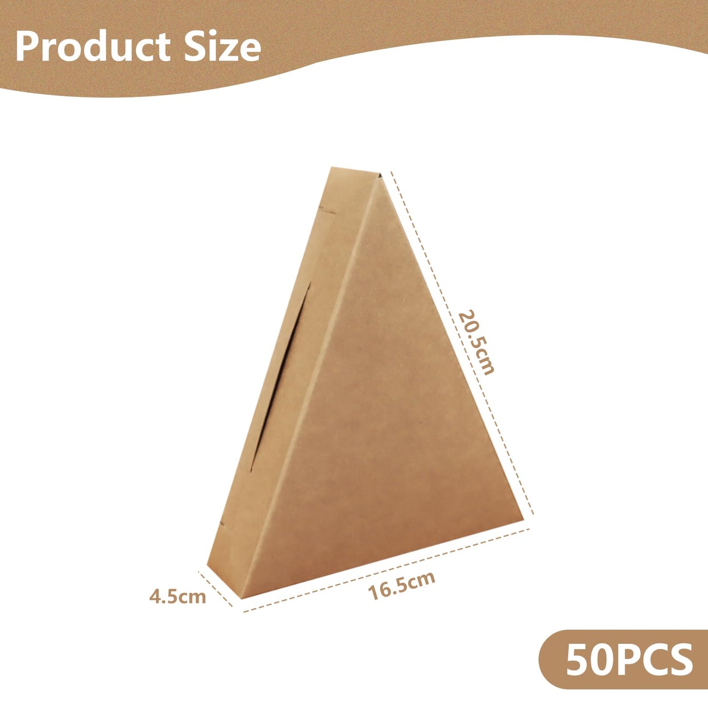 YQWIN 50Pcs Pizza Slice Container - Kraft Box for Single Slice Storage, Take Out Food Containers, Packing Boxes for Pizza and Sandwich