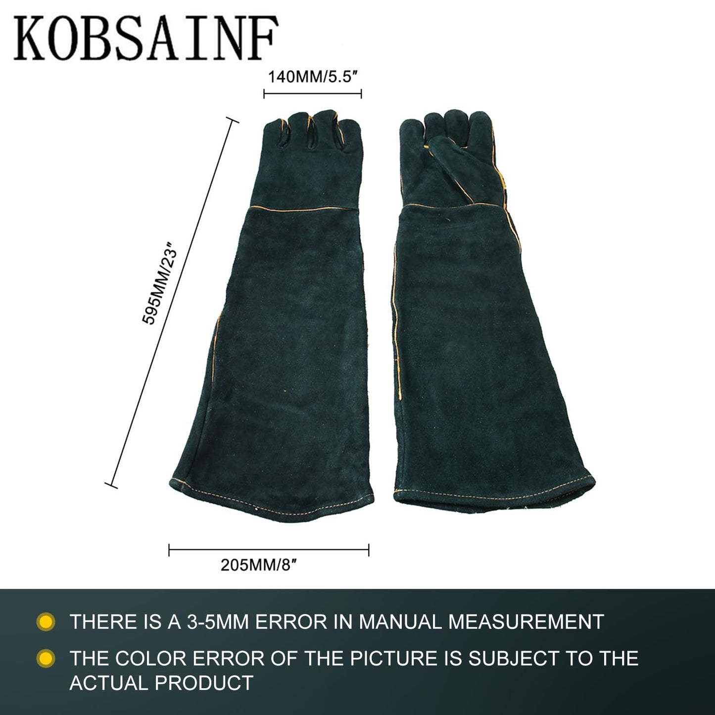 KOBSAINF 23 Inch Animal Handling 、 Animal Control Gloves, Anti-Bite Anti-Snake Premium Cowhide Protective Dog Training Gloves for Cat Grabbing Reptile Bird Falcon Grabbing