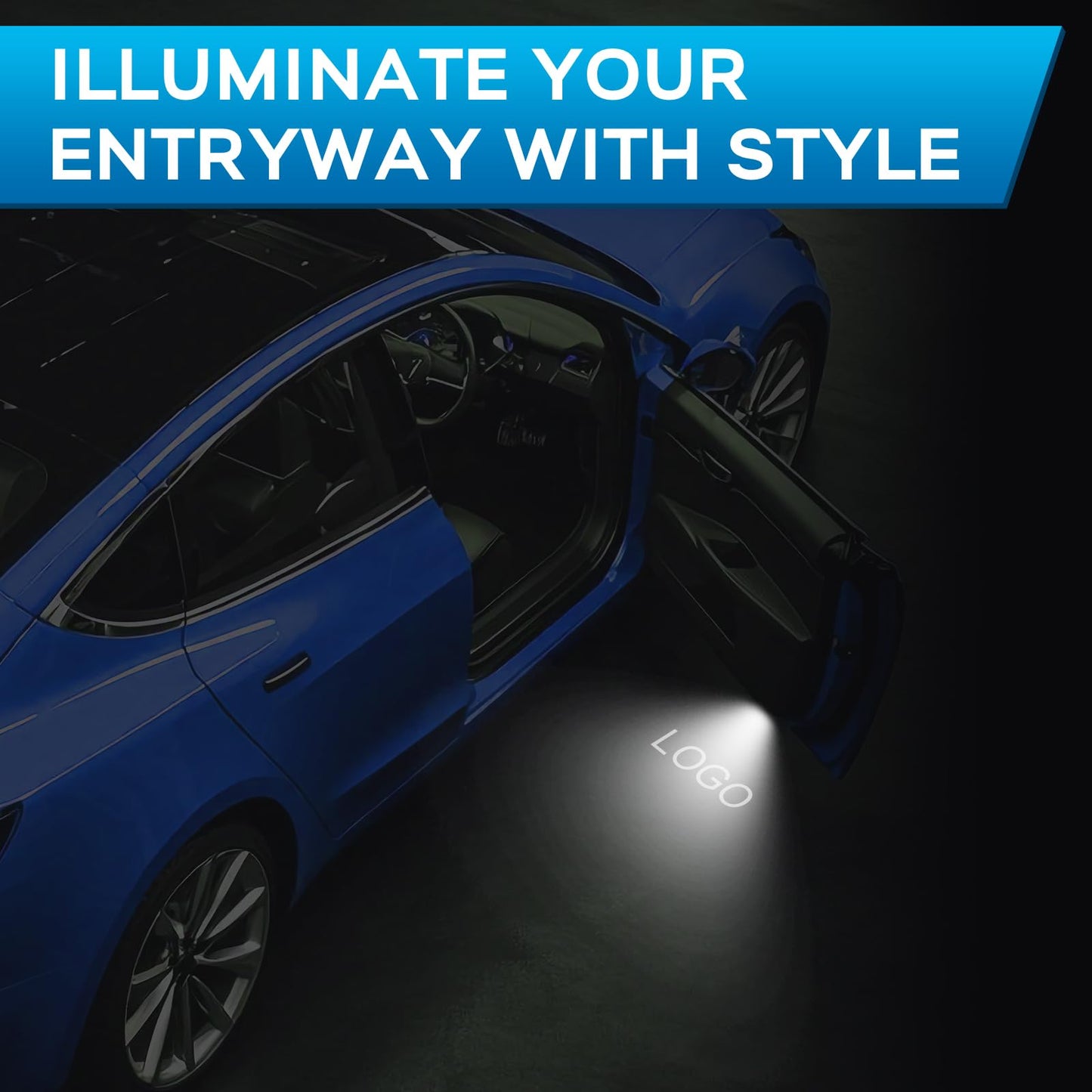 Avsty Puddle Lights for Tesla Model Y 3 X S, Upgraded No Fade Tesla Door Logo Lights (2 Pack)