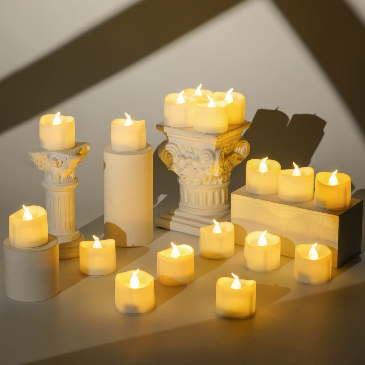 Da by LED Tea Light, Remote Control Tea Light, Electric Flashing Battery Powered LED Candle 1.5" x 1.5" for Wedding Party Halloween Christmas Home Decor 24pcs