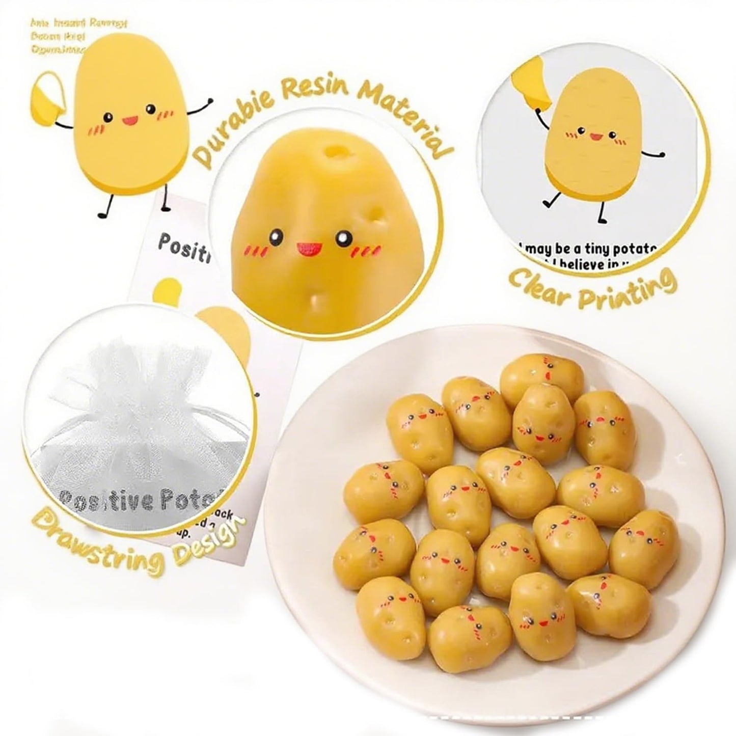 Suweiyuanshiyi 50 Set Inspirational Potato - Bulk Thank You Gifts, Positive Resin Potato Appreciation Gifts for Teacher, Team, End of The Year, Nurse Week, Christmas, Office Gifts Pocket Favors