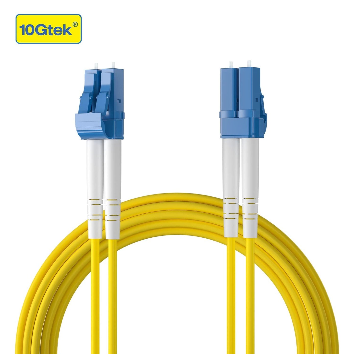 10Gtek OS2 Fiber Patch Cable - LC to LC 10Gb/Gigabit Singlemode Jumper Duplex 9/125 LSZH Fiber Optic Cord for SMF SFP Transceiver, Yellow, 20-Meter(65-ft)