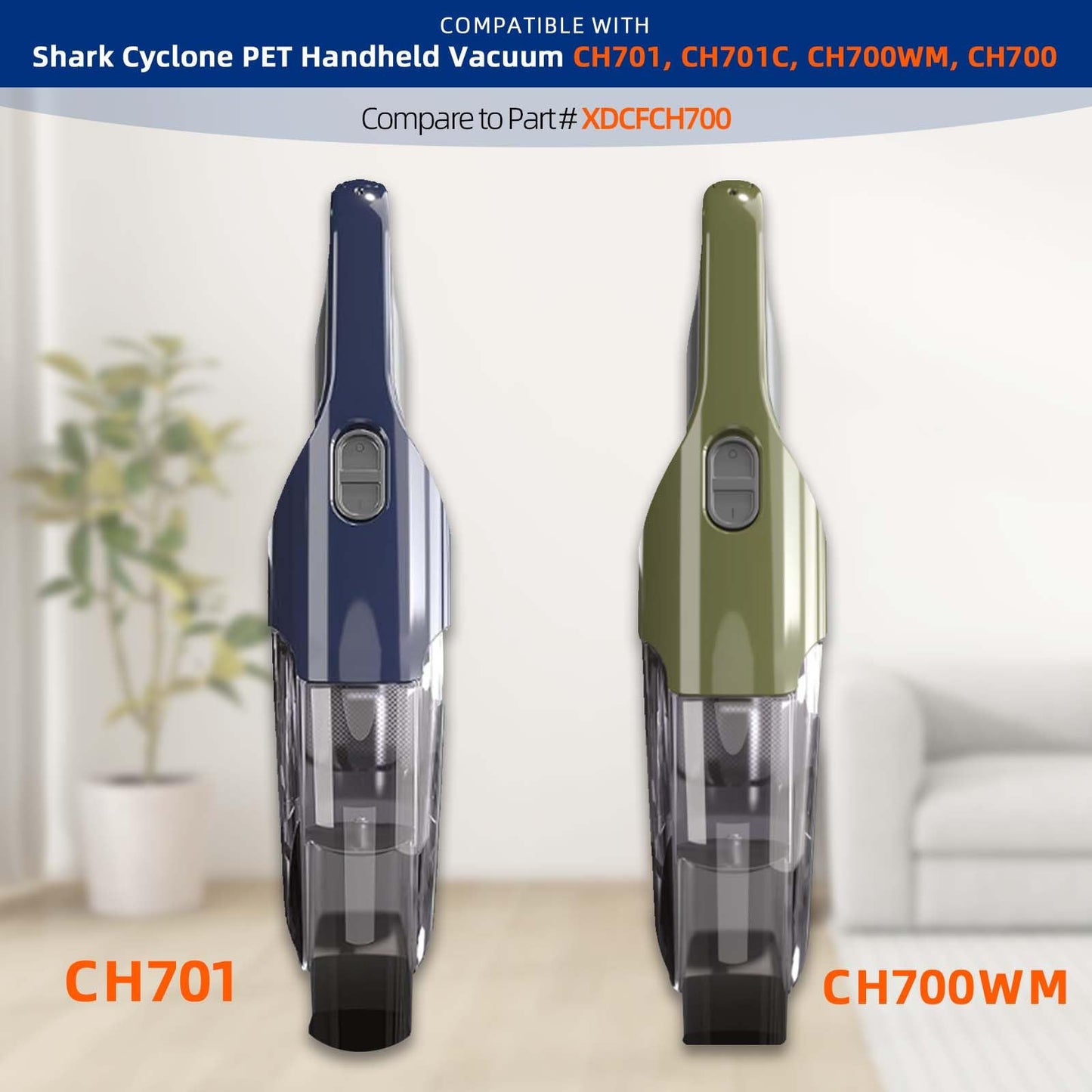 6 Pack CH701 Vacuum Filters Replacement Compatible with Shark Cyclone PET Handheld Vacuum AA701, CH701, CH701C, CH700WM, CH700, CH700C, CH701QGN, CH701QBL, Compare to Part XDCFCH700