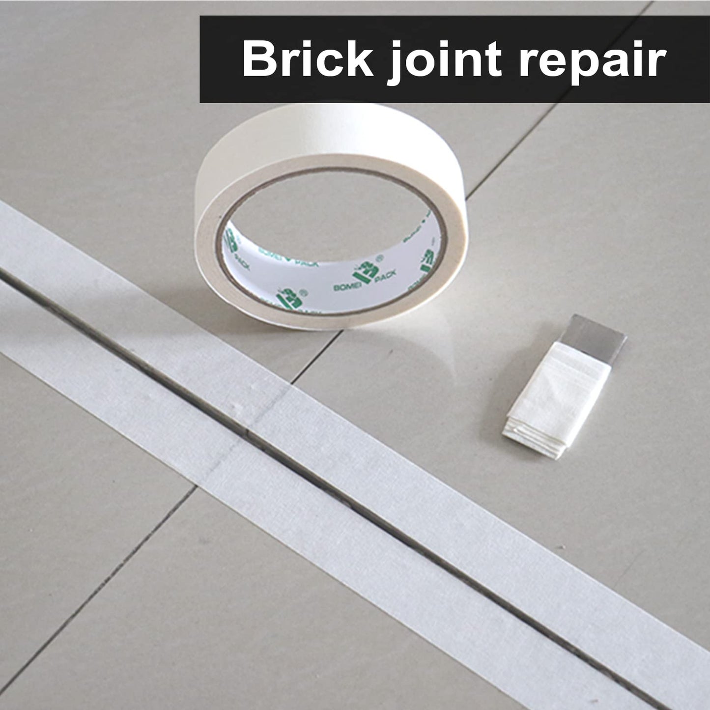 BOMEI PACK White Masking Tape 24mm x 55yds, 6 Rolls Paper Tape for General Painting