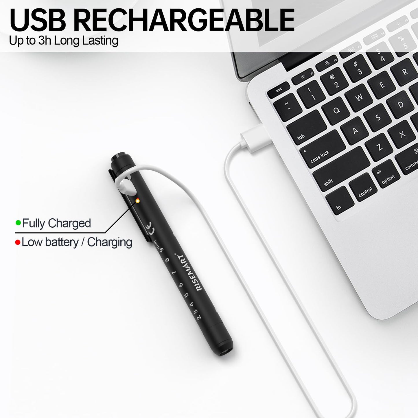 RISEMART Pen Light for Nurse, 2Packs Rechargeable LED Medical Pen Light, Warm&Cool White Light, Portable Medical PenLight for Nurse, Doctor, First Aid, EMT, Nursing,Nursing Student (Black+Silver)