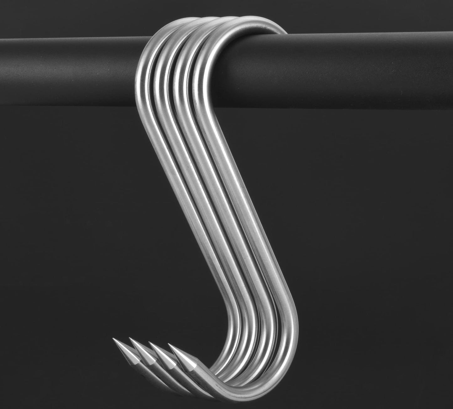 HONSHEN Meat Hook, 8Inch 10mm Heavy Duty S-Hooks Stainless Steel Meat Processing Butcher Hooks (10mm8inch)