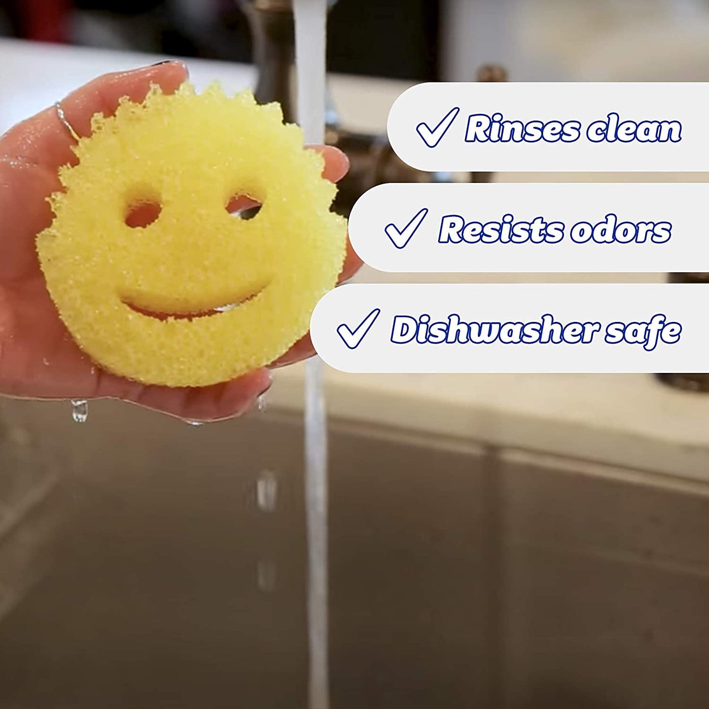 Scrub Daddy®, The Original Scrub Daddy - FlexTexture Sponge, Soft in Warm Water, Firm in Cold, Deep Cleaning, Dishwasher Safe, Multi-use, Scratch Free, Odor Resistant, Functional, Ergonomic, 4ct Roll