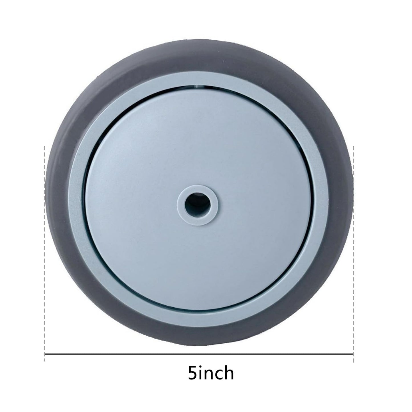 2-Pack Heavy Duty Caster Wheels - PU Polyurethane Plate Mount Rollers with Bearings, for Hand Trucks, Platform Carts, Utility Dollies, Industrial Use (Grey) (5inch)