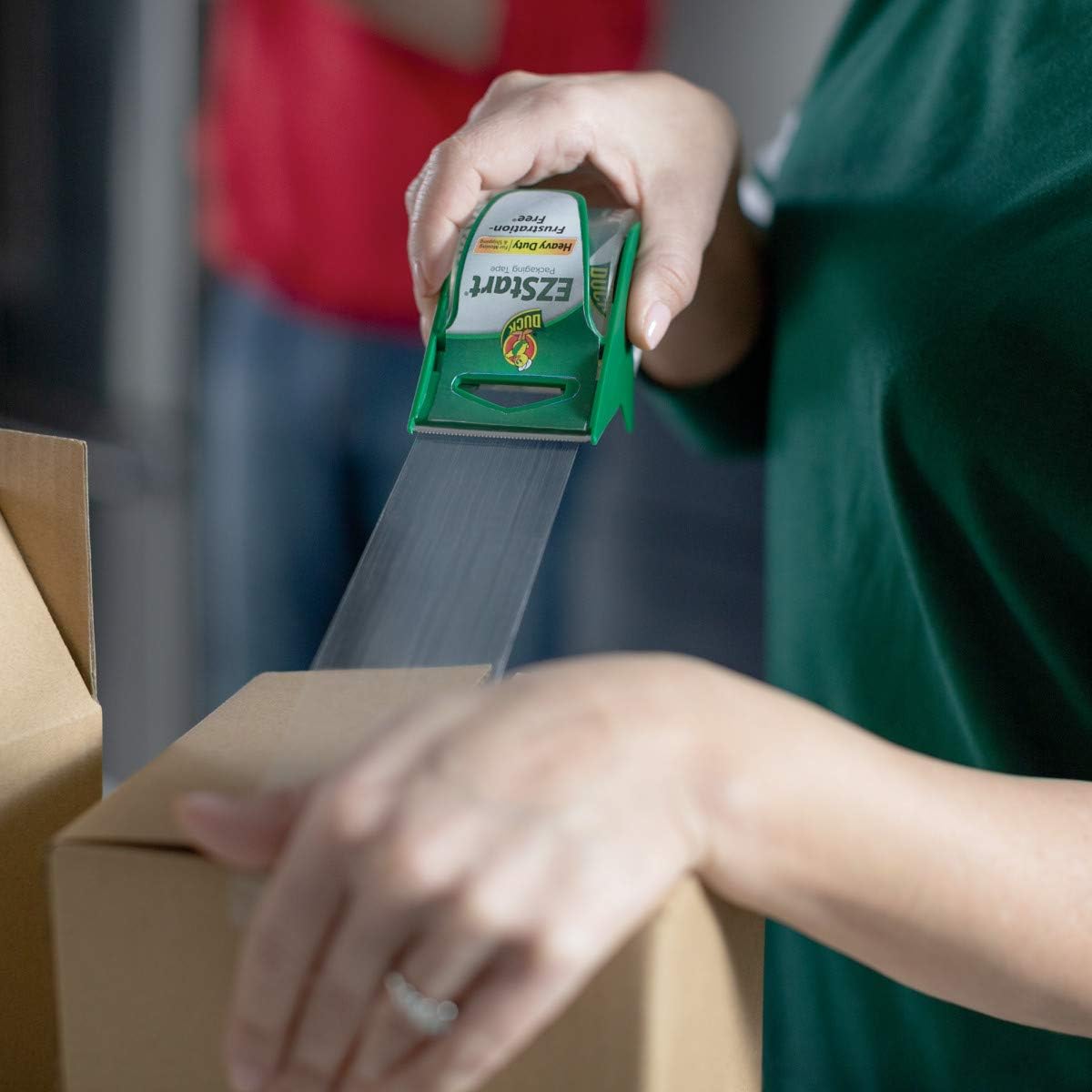 Duck Brand EZ Start Packaging Tape with Dispensers, 1.88-Inch x 22-Yard Roll, 6 Rolls, Clear (824922)