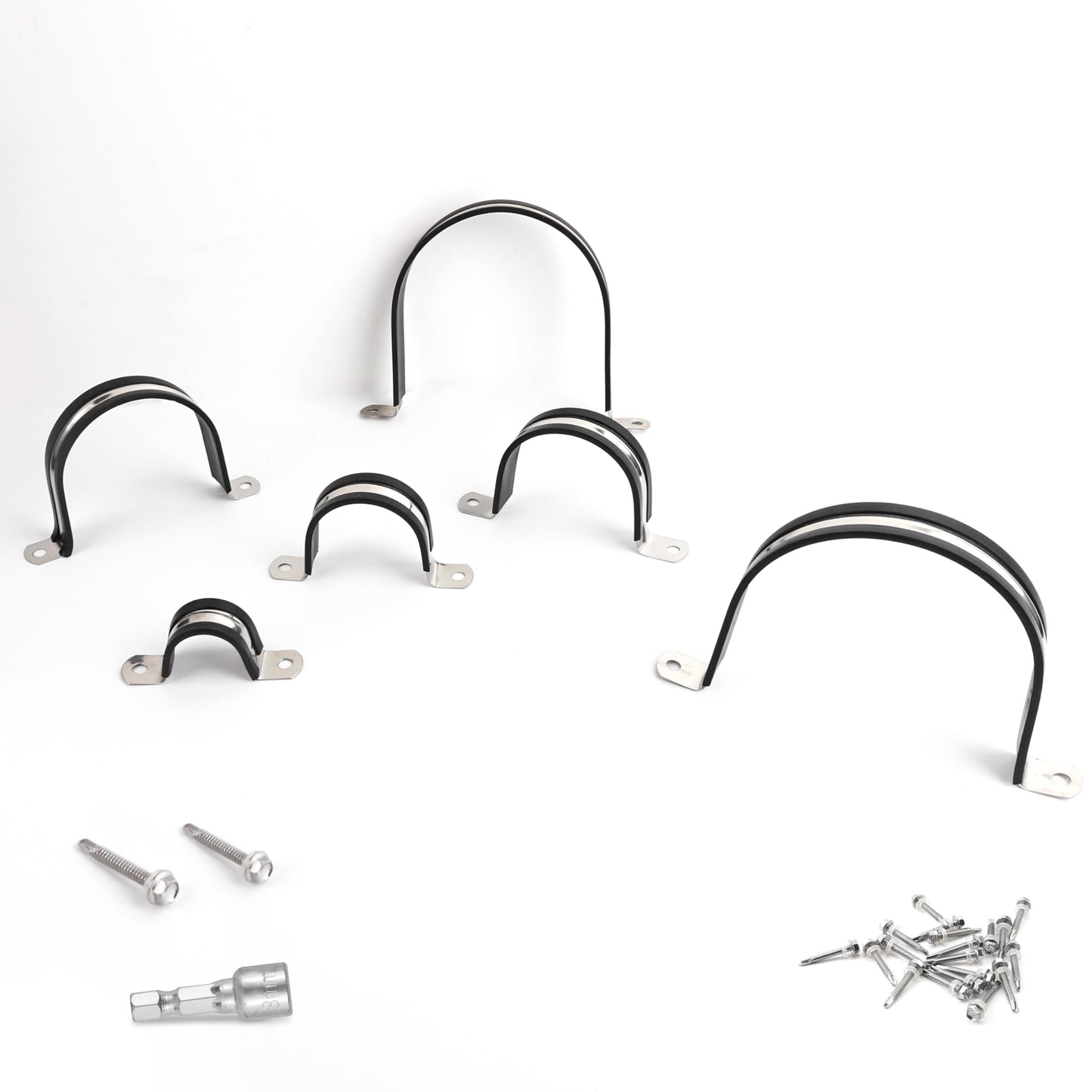 Soimuk Pipe Clamps,304 Stainless & Rubber Cushioned Conduit Clips (SCH 2 in (60 MM) - 24 Pack)