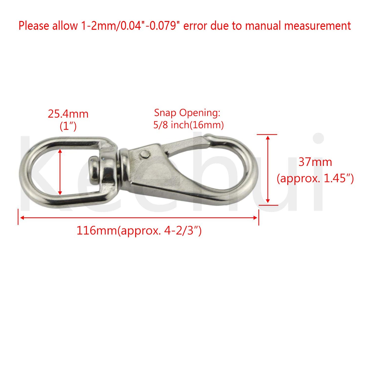 Stainless Steel 304 Swivel Eye Snap Hooks Size3#(M7) Marine Clips Flag Snap Spring Pet Buckles (Pair)