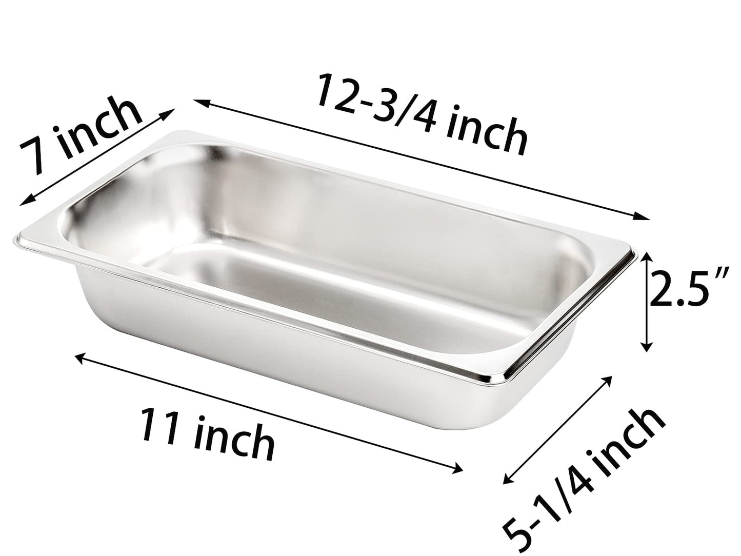 TOPZEA Set of 4 Stainless Steel Steam Table Pan 1/3 Size, 2.5" Deep Anti-Jam Breading Tray, Buffet Dinner Food Serving Hotel Pan for Food Warmer, Preparing Bread-Crumb Dish, Marinating Meat