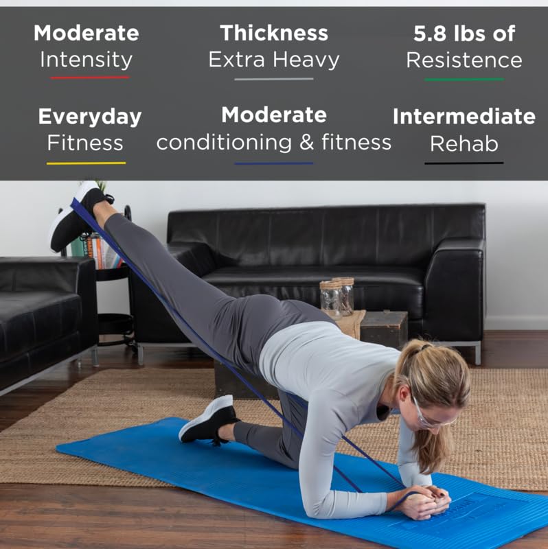 TheraBand Resistance Bands, 6 Yard Roll Professional Latex Elastic Band For Upper & Lower Body, Core Exercise, Physical Therapy, Pilates, Home Workouts, Rehab, Blue, Extra Heavy, Intermediate Level 2